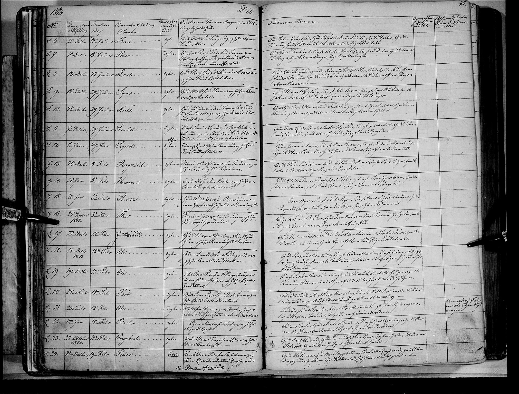Lom prestekontor, SAH/PREST-070/K/L0006: Parish register (official) no. 6A, 1837-1863, p. 45