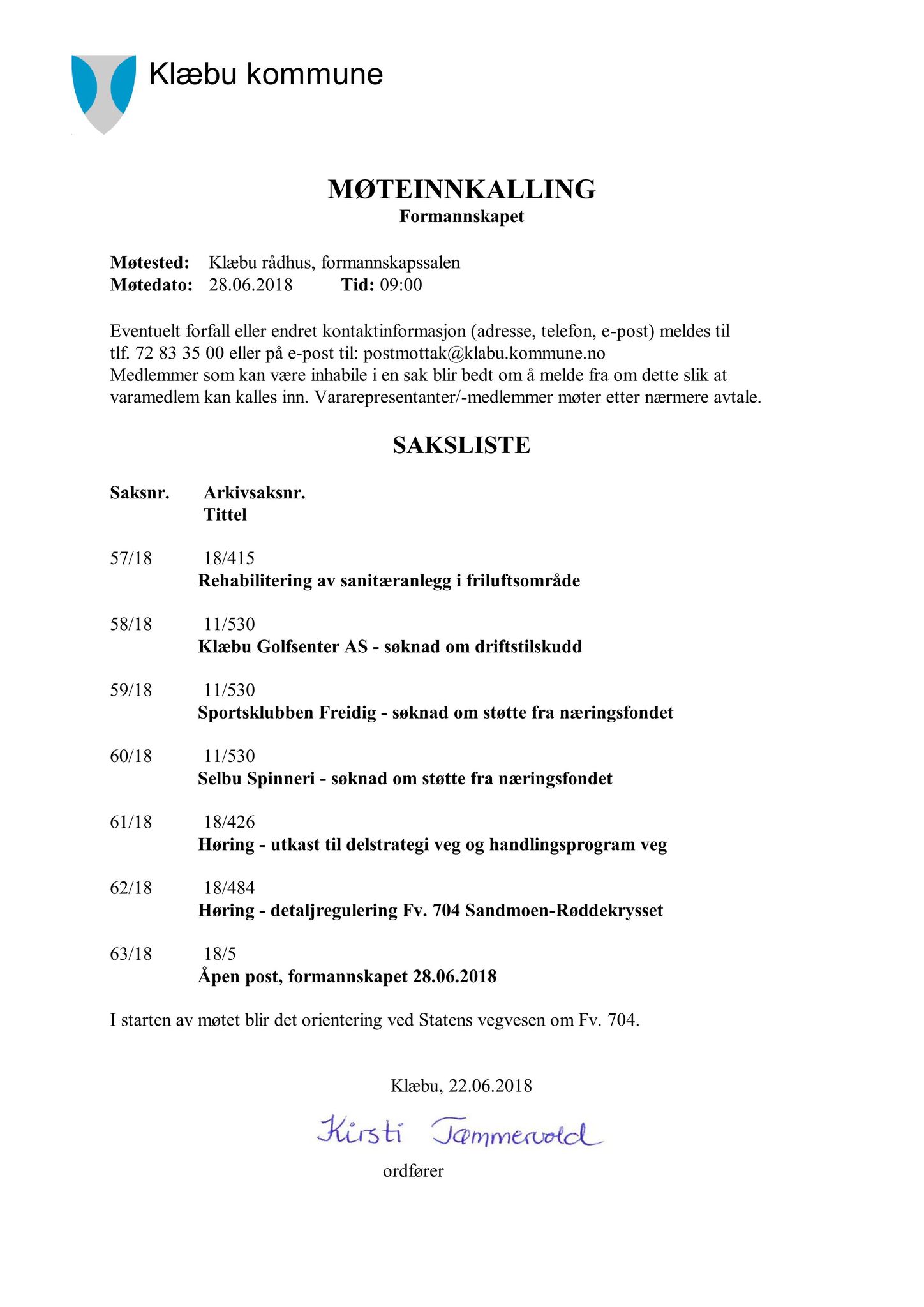 Klæbu Kommune, TRKO/KK/02-FS/L011: Formannsskapet - Møtedokumenter, 2018, p. 1537