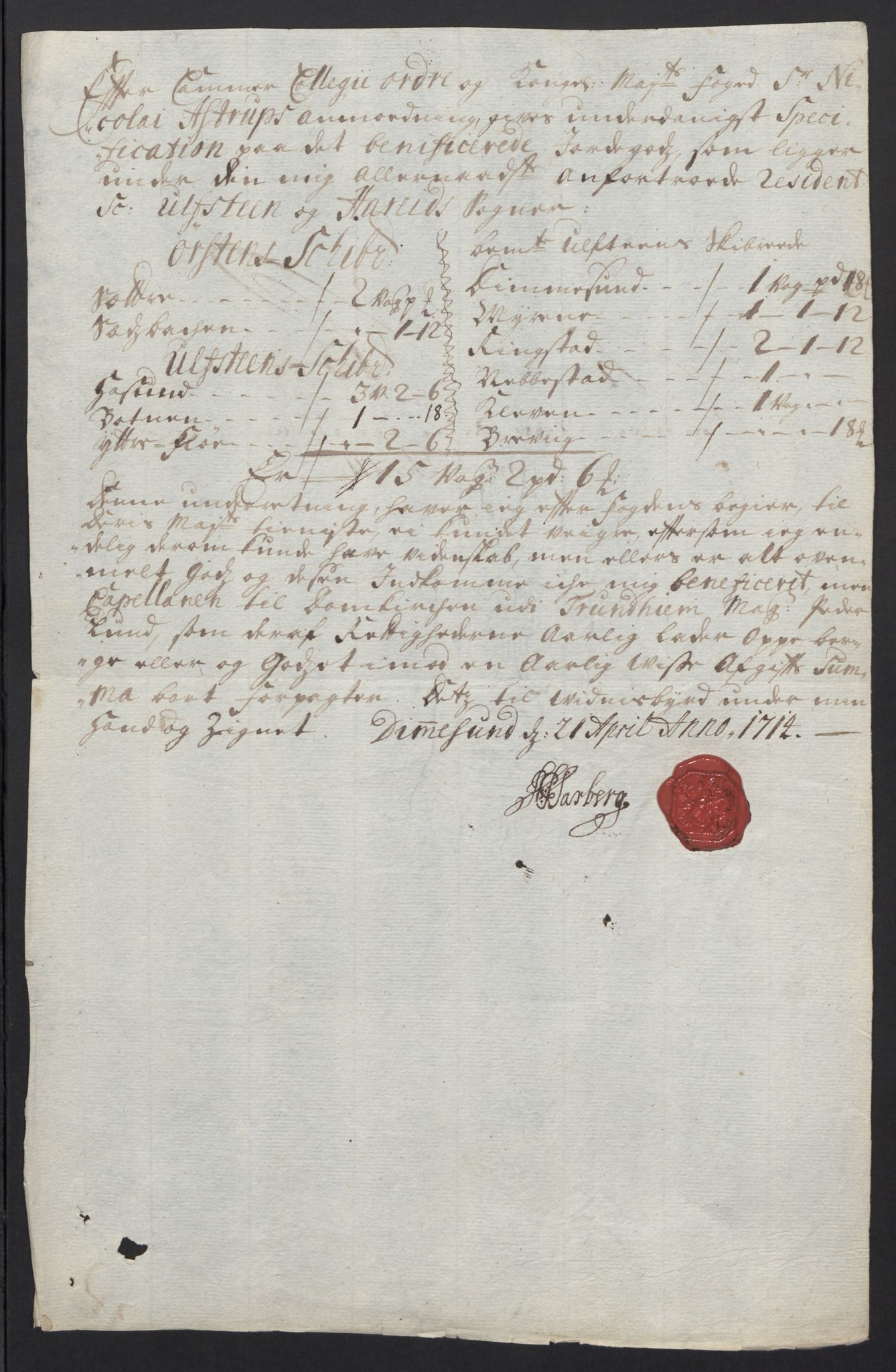 Rentekammeret inntil 1814, Reviderte regnskaper, Fogderegnskap, RA/EA-4092/R54/L3565: Fogderegnskap Sunnmøre, 1712-1713, p. 459
