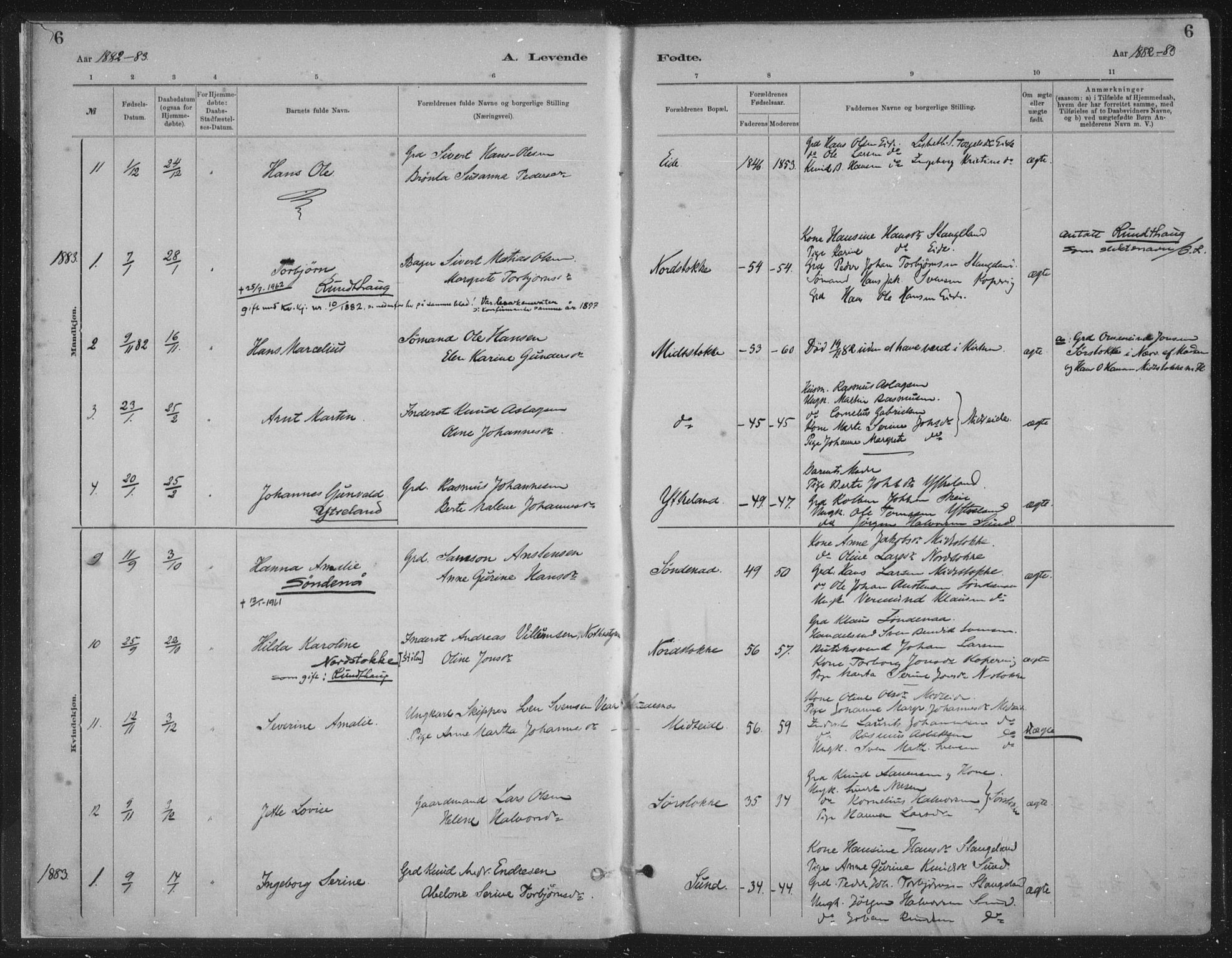 Kopervik sokneprestkontor, SAST/A-101850/H/Ha/Haa/L0002: Parish register (official) no. A 2, 1880-1912, p. 6