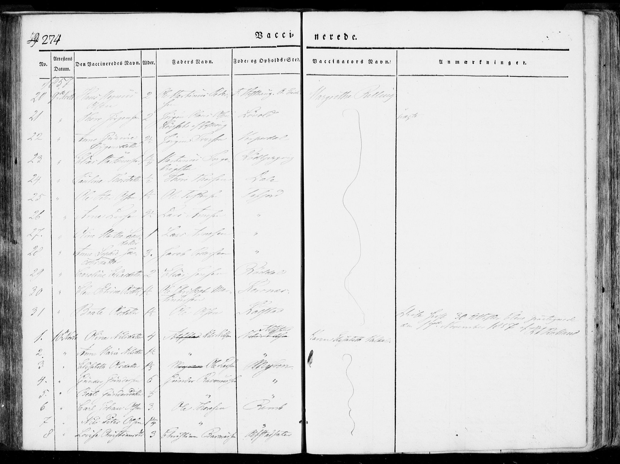 Ministerialprotokoller, klokkerbøker og fødselsregistre - Møre og Romsdal, AV/SAT-A-1454/519/L0248: Parish register (official) no. 519A07, 1829-1860, p. 274