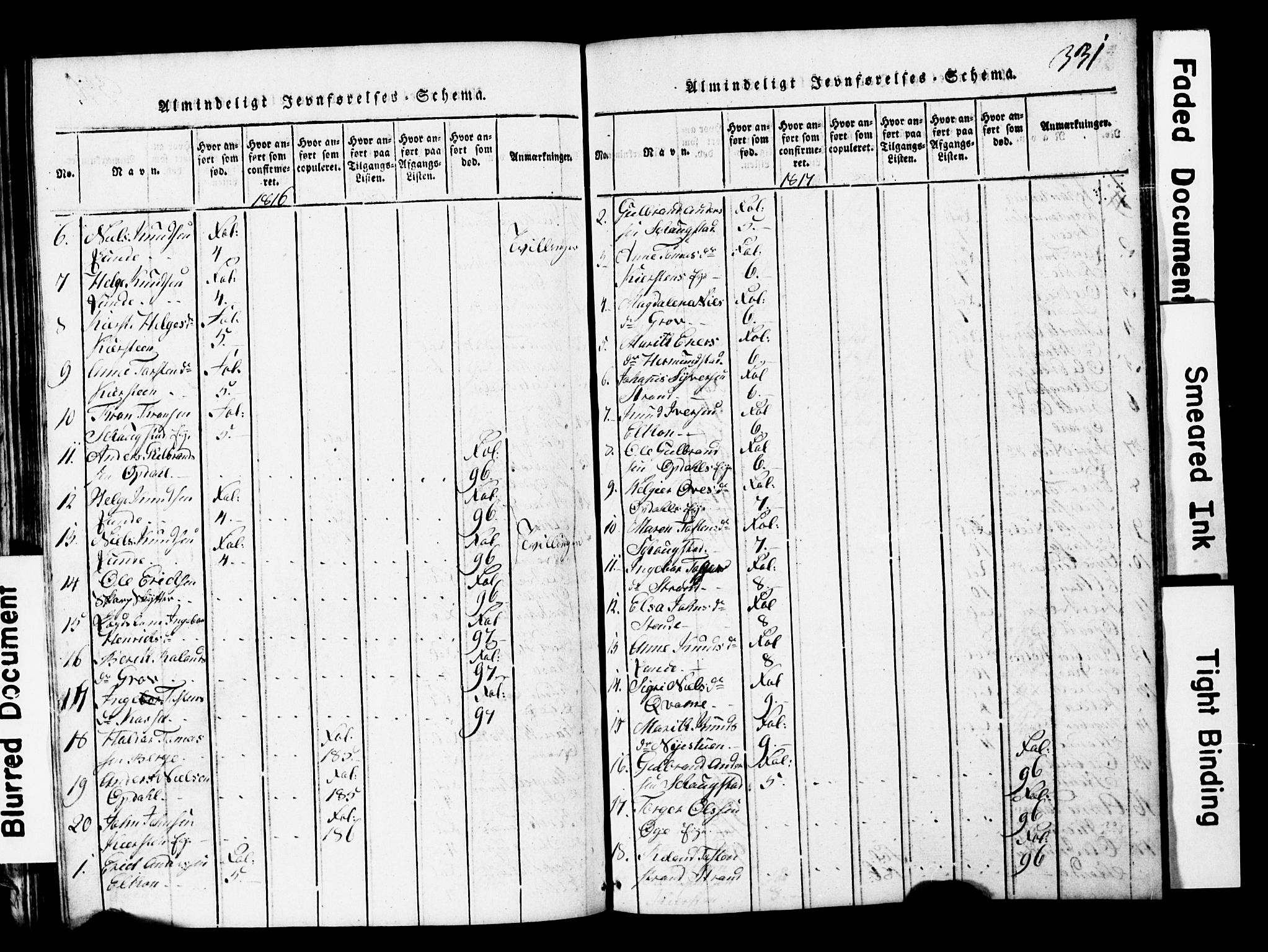 Vang prestekontor, Valdres, SAH/PREST-140/H/Hb/L0001: Parish register (copy) no. 1, 1814-1820, p. 331