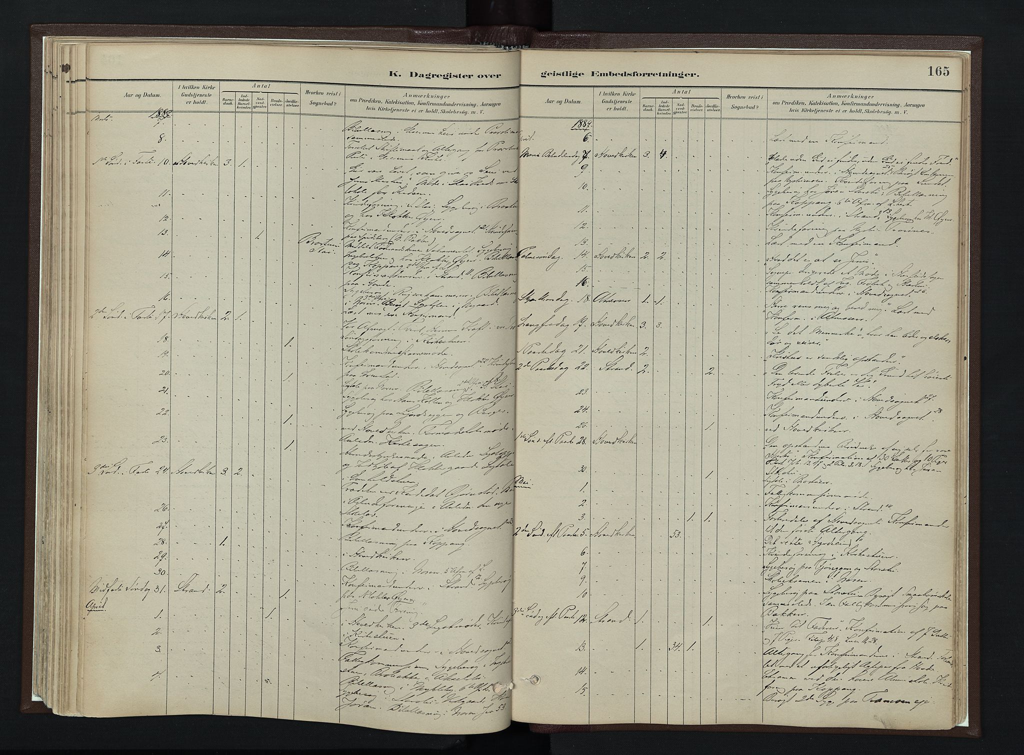 Stor-Elvdal prestekontor, SAH/PREST-052/H/Ha/Haa/L0003: Parish register (official) no. 3, 1882-1901, p. 165