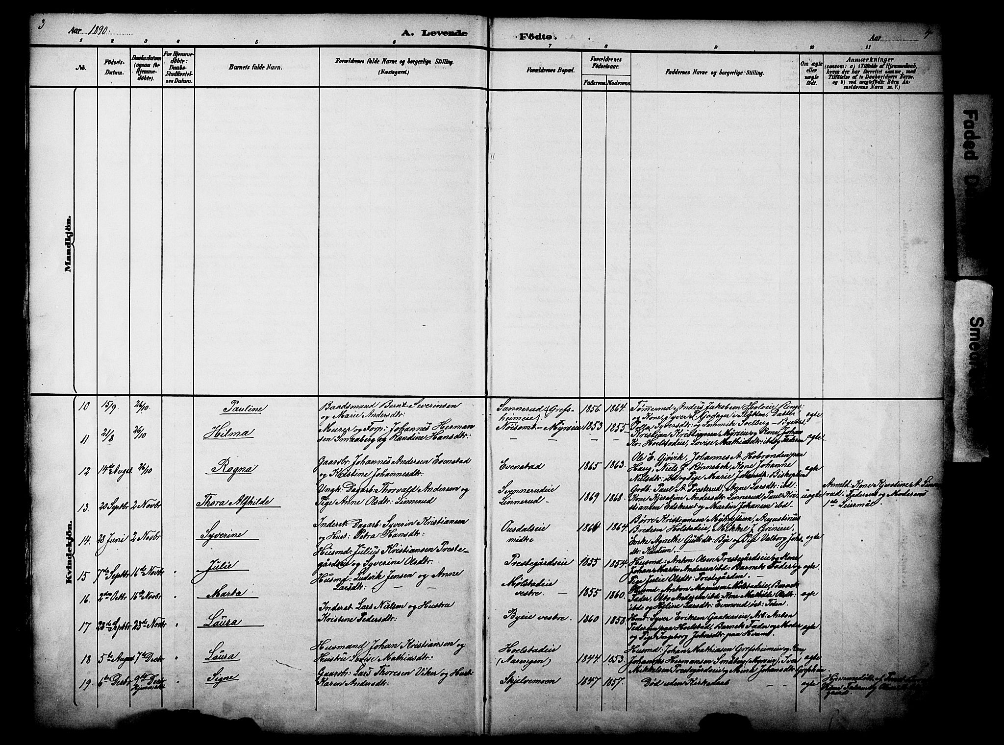 Nes prestekontor, Hedmark, SAH/PREST-020/L/La/L0006: Parish register (copy) no. 6, 1890-1932, p. 3-4