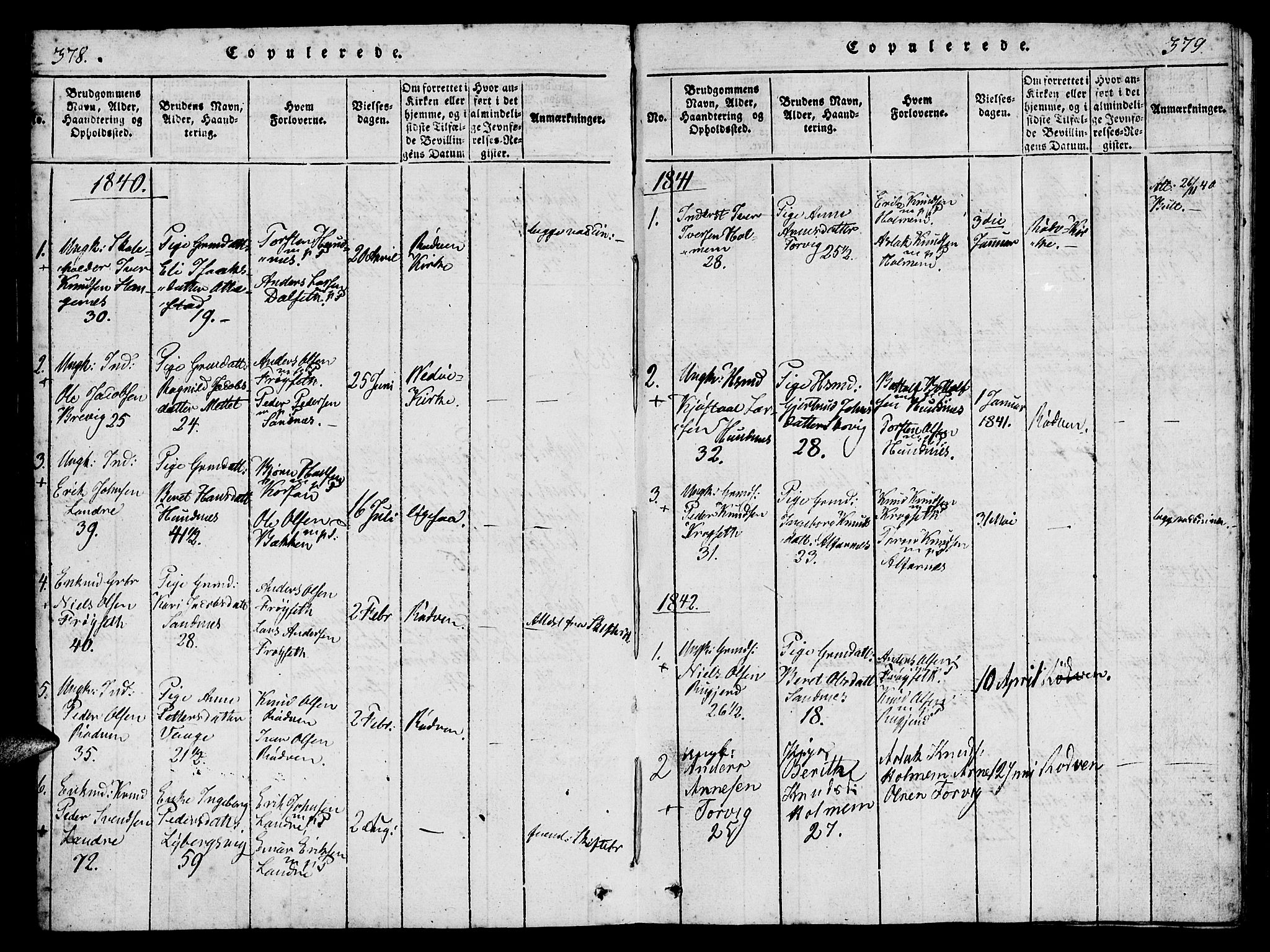 Ministerialprotokoller, klokkerbøker og fødselsregistre - Møre og Romsdal, AV/SAT-A-1454/548/L0612: Parish register (official) no. 548A01, 1818-1846, p. 378-379