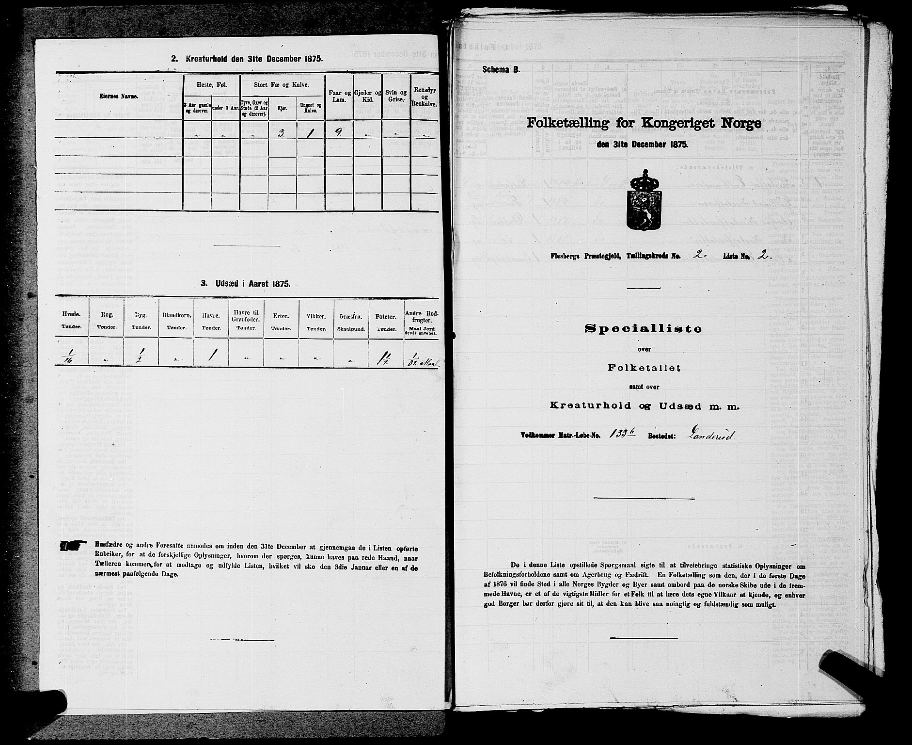 SAKO, 1875 census for 0631P Flesberg, 1875, p. 462