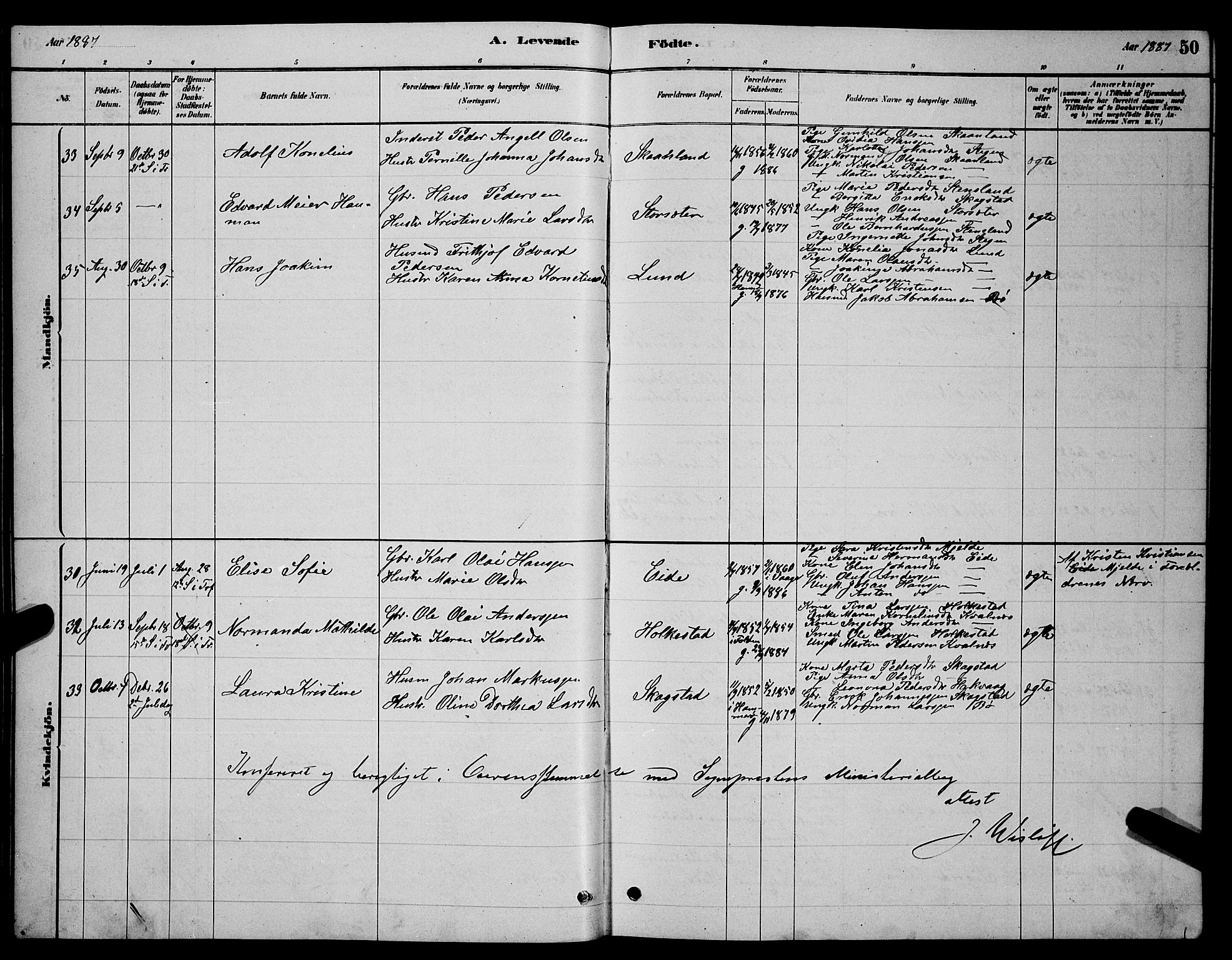 Ministerialprotokoller, klokkerbøker og fødselsregistre - Nordland, AV/SAT-A-1459/855/L0816: Parish register (copy) no. 855C05, 1879-1894, p. 50