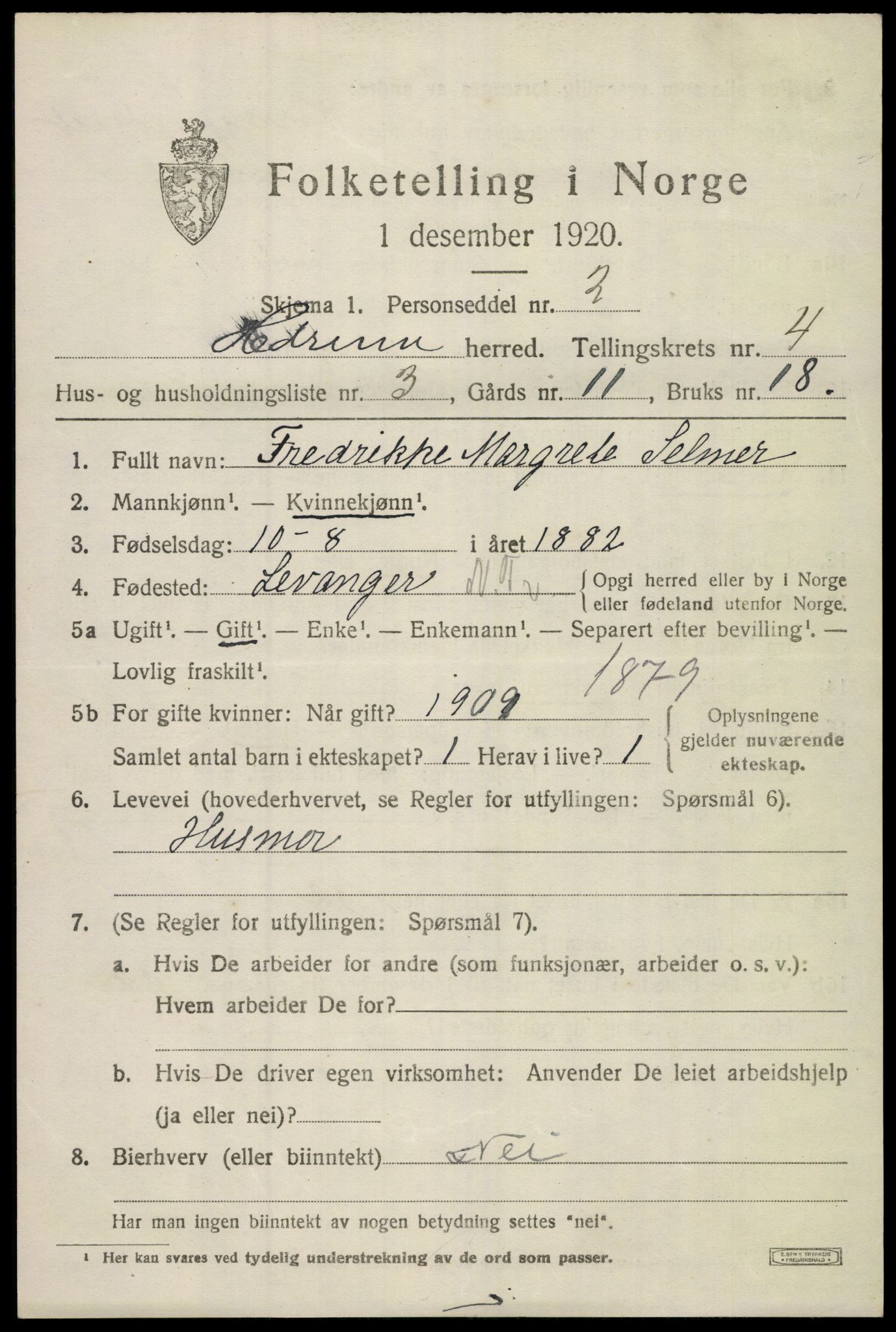 SAKO, 1920 census for Hedrum, 1920, p. 4035