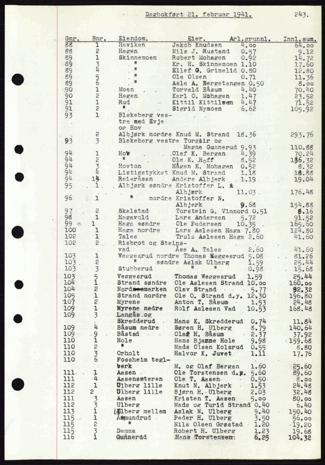 Eiker, Modum og Sigdal sorenskriveri, SAKO/A-123/G/Ga/Gab/L0043: Mortgage book no. A13, 1940-1941, Diary no: : 357/1941