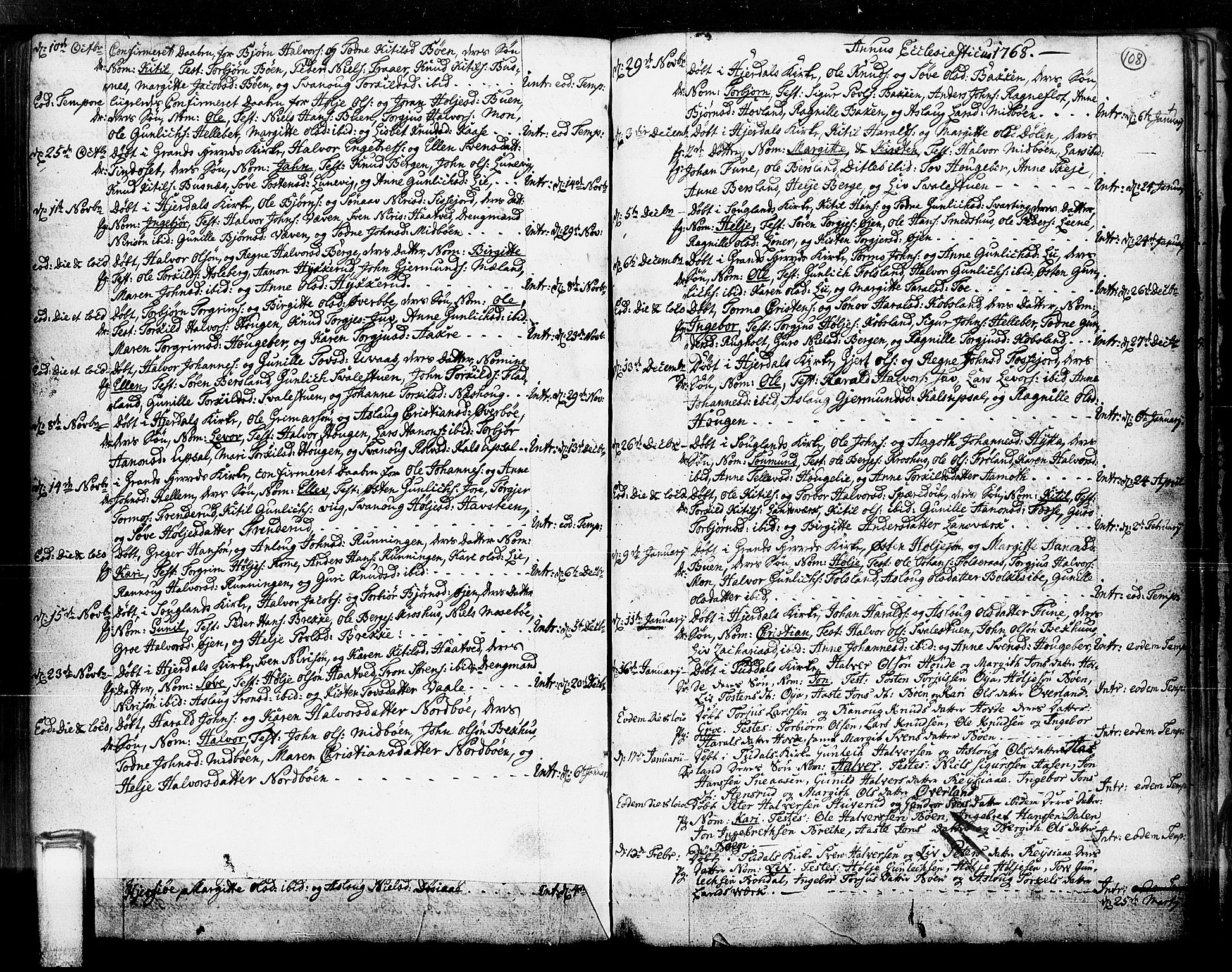 Hjartdal kirkebøker, SAKO/A-270/F/Fa/L0003: Parish register (official) no. I 3, 1727-1775, p. 108