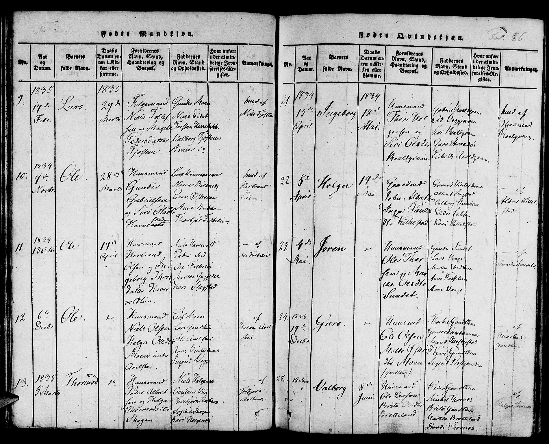 Suldal sokneprestkontor, AV/SAST-A-101845/01/IV/L0006: Parish register (official) no. A 6, 1816-1836, p. 86