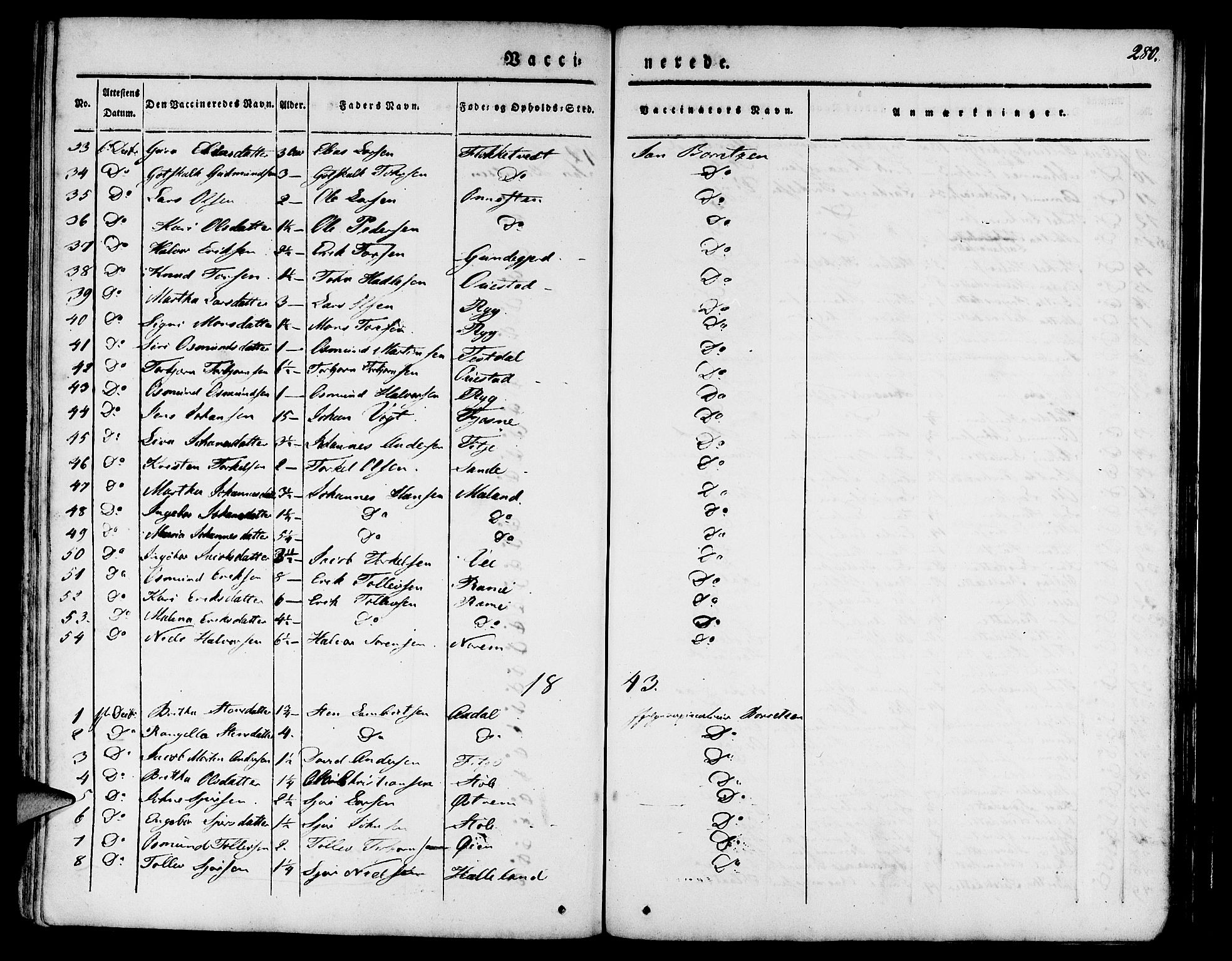 Etne sokneprestembete, AV/SAB-A-75001/H/Haa: Parish register (official) no. A 7, 1831-1847, p. 280