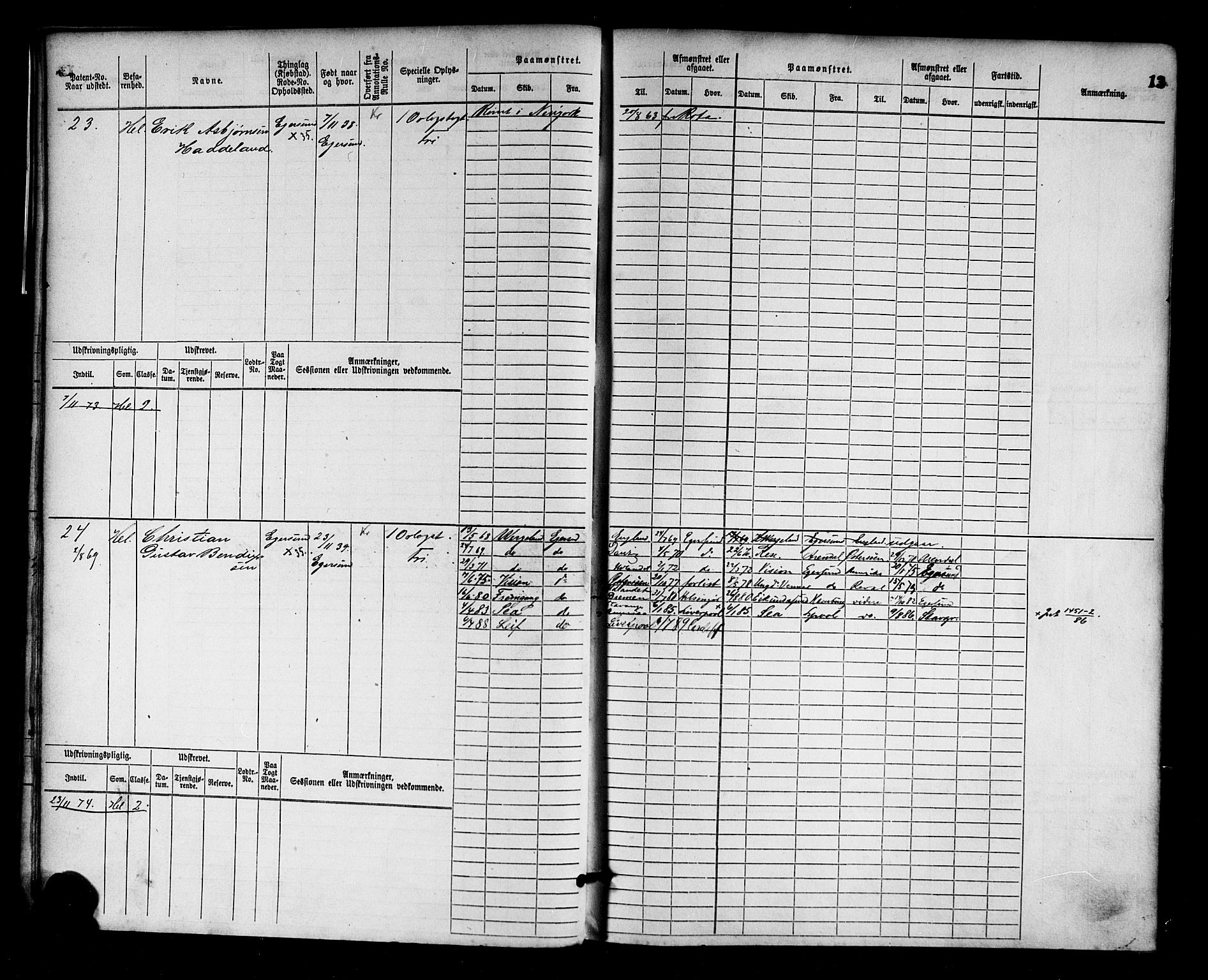 Egersund mønstringskrets, AV/SAK-2031-0019/F/Fb/L0001: Hovedrulle nr 1-666, O-3, 1868-1920, p. 14