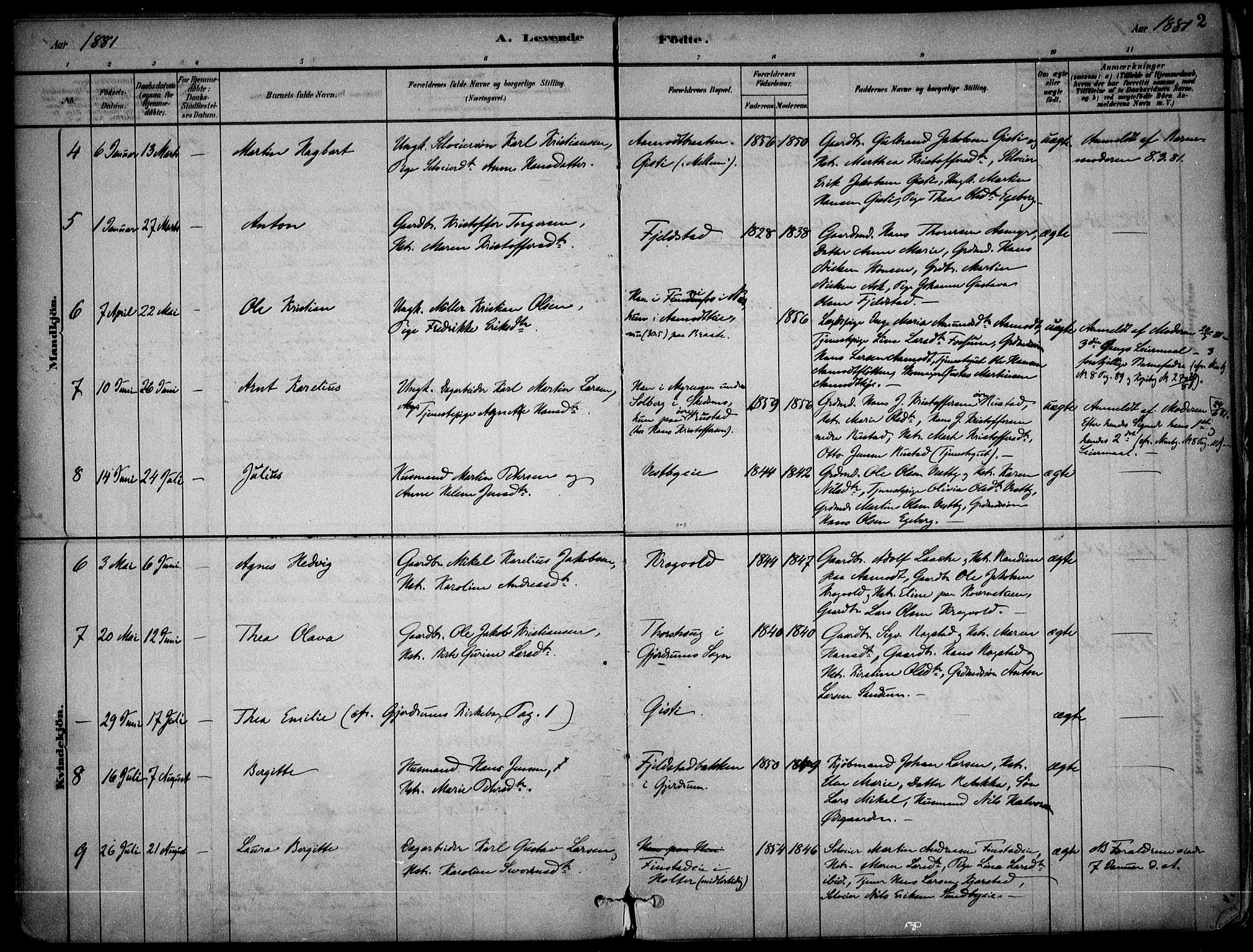 Gjerdrum prestekontor Kirkebøker, AV/SAO-A-10412b/F/Fb/L0001: Parish register (official) no. II 1, 1881-1921, p. 2