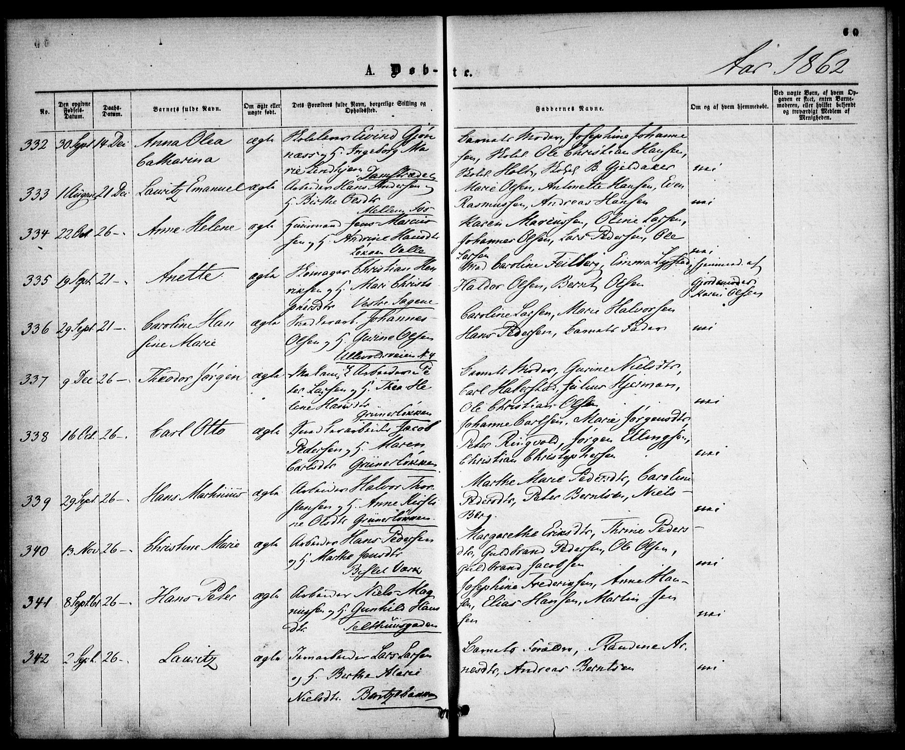 Gamle Aker prestekontor Kirkebøker, AV/SAO-A-10617a/F/L0001: Parish register (official) no. 1, 1861-1865, p. 60