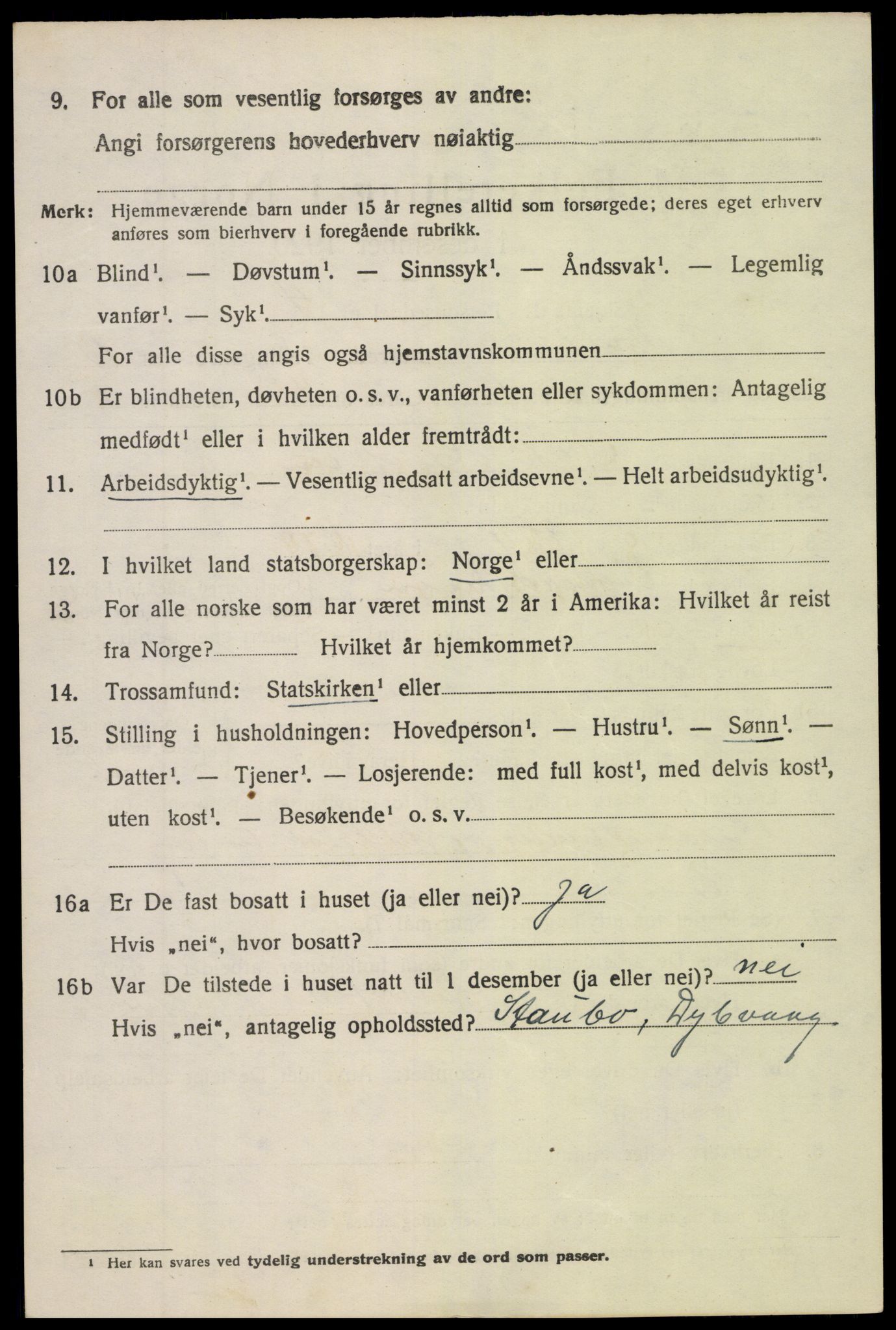 SAK, 1920 census for Holt, 1920, p. 3903