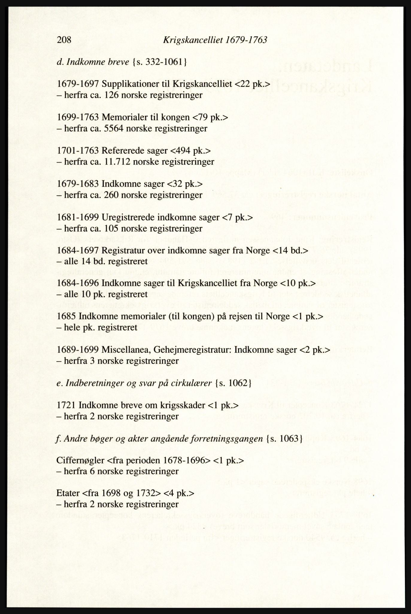 Publikasjoner utgitt av Arkivverket, PUBL/PUBL-001/A/0002: Erik Gøbel: NOREG, Tværregistratur over norgesrelevant materiale i Rigsarkivet i København (2000), 2000, p. 210