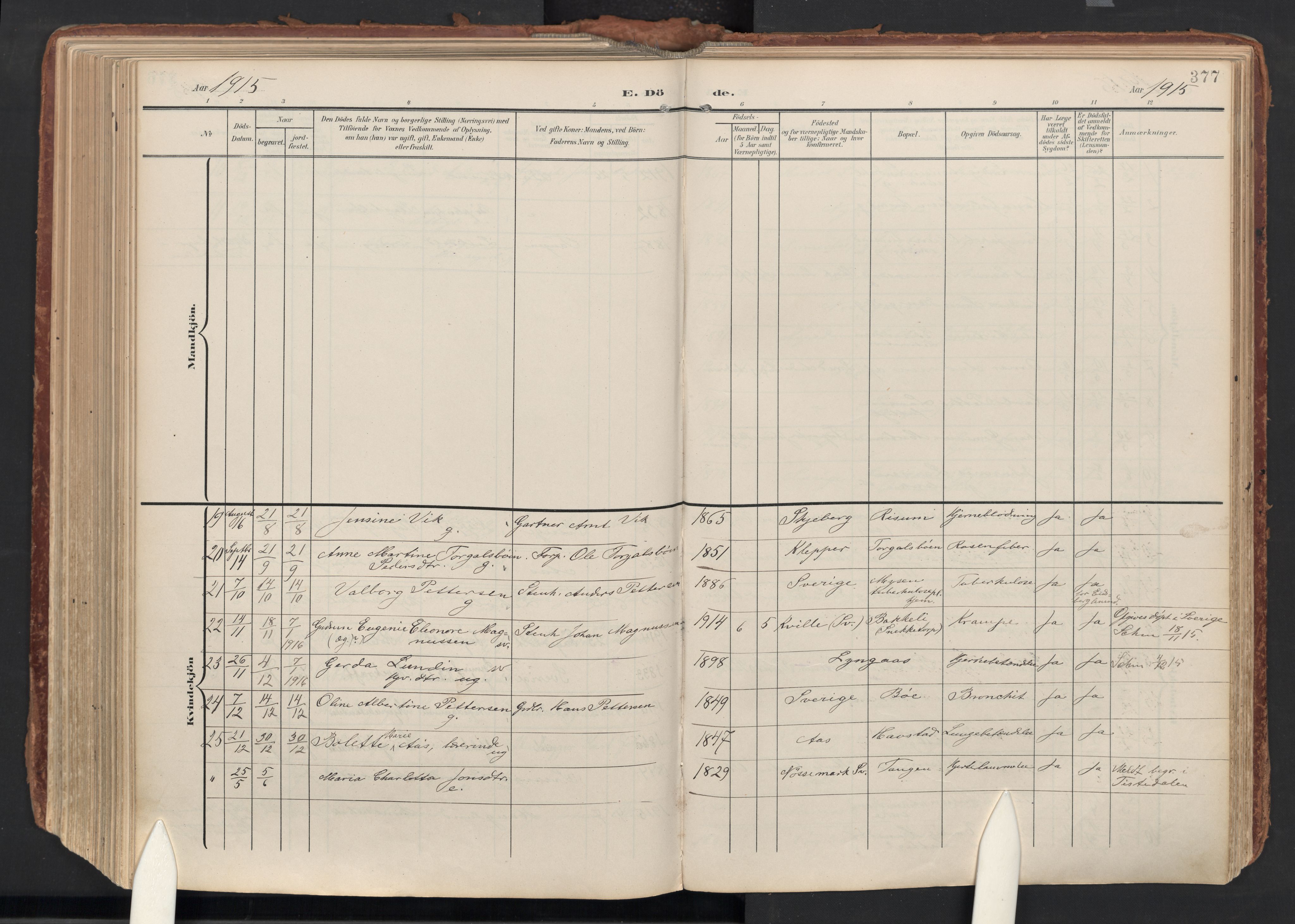 Idd prestekontor Kirkebøker, AV/SAO-A-10911/F/Fc/L0007: Parish register (official) no. III 7, 1904-1925, p. 377