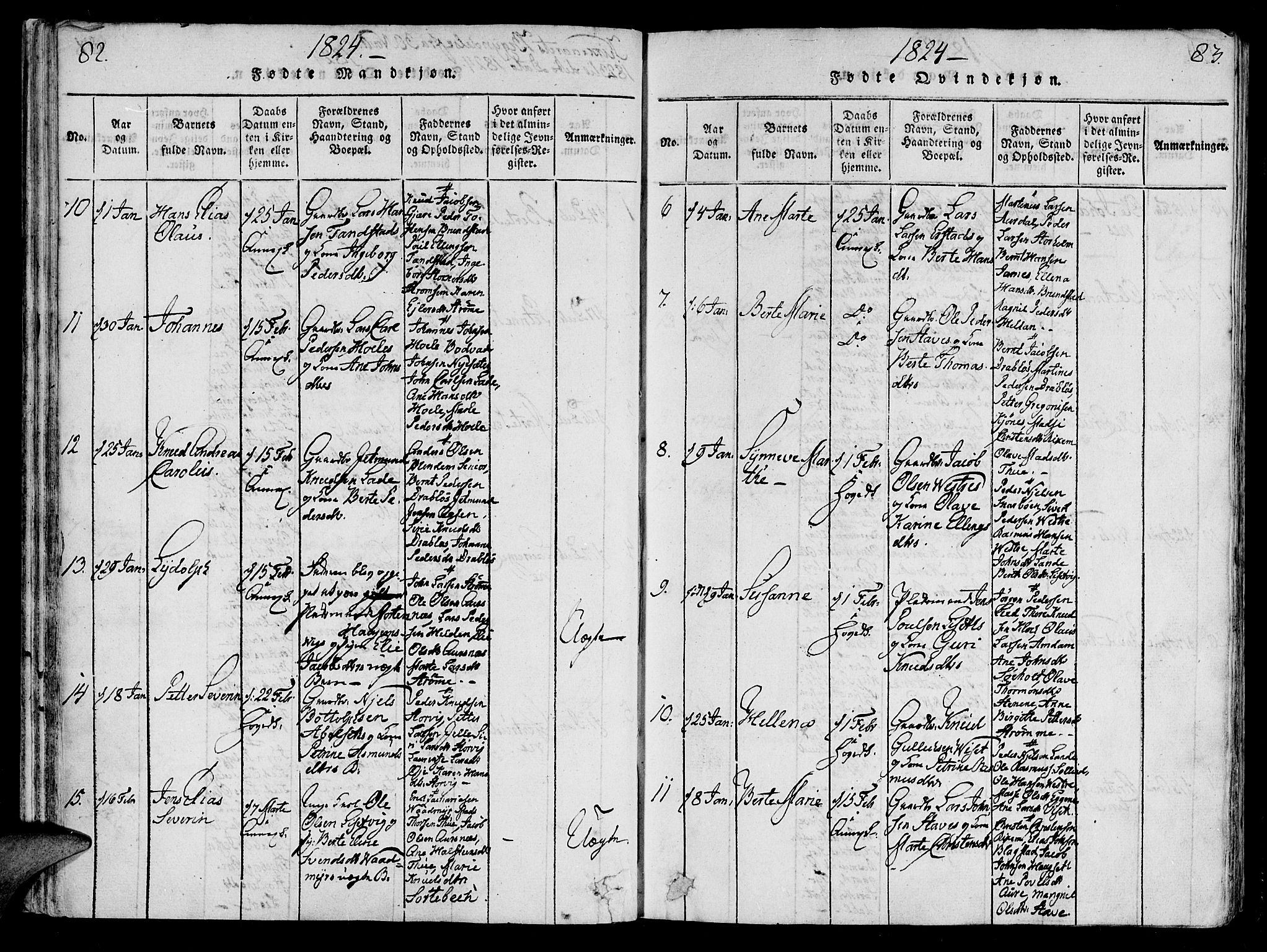 Ministerialprotokoller, klokkerbøker og fødselsregistre - Møre og Romsdal, SAT/A-1454/522/L0310: Parish register (official) no. 522A05, 1816-1832, p. 82-83