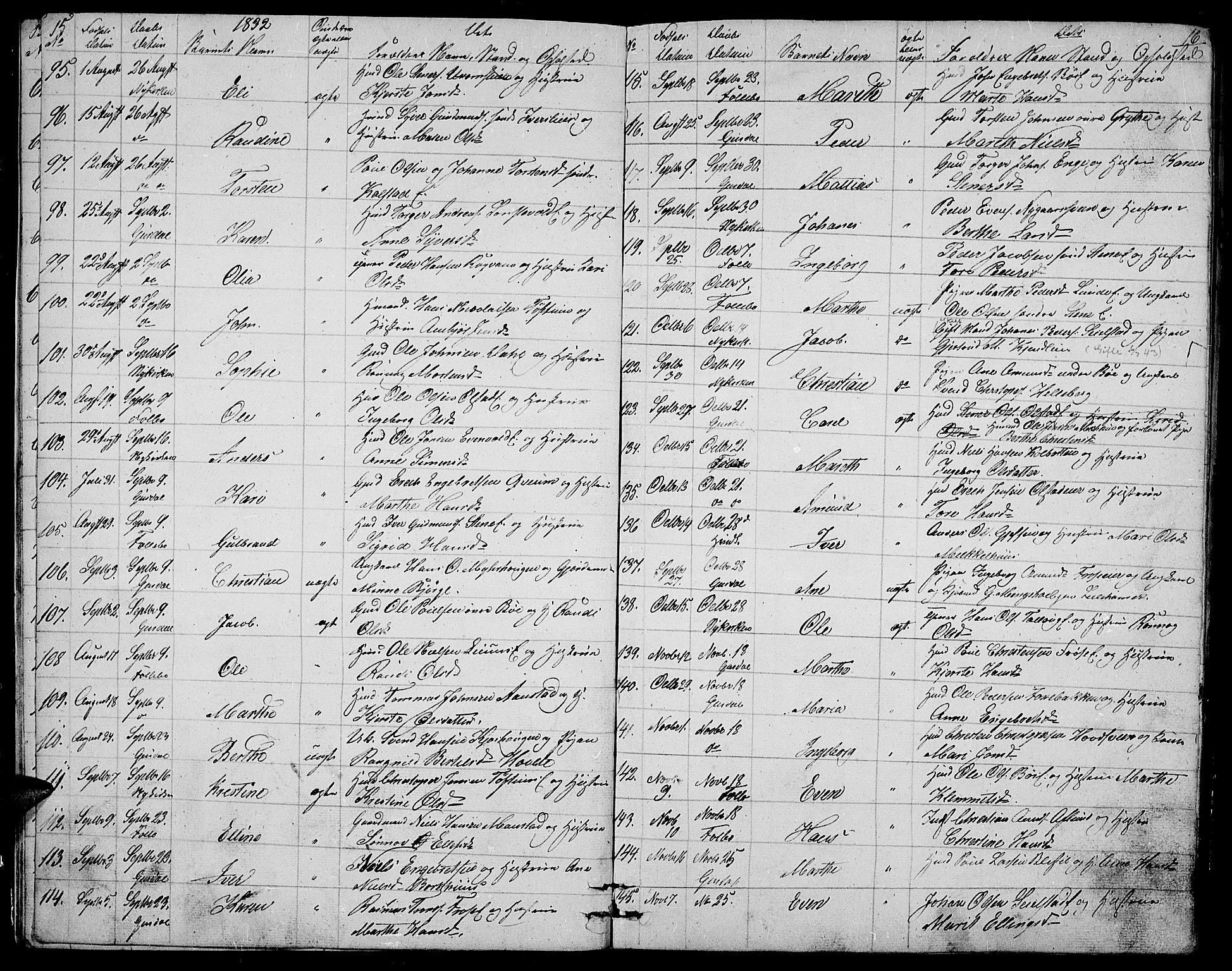 Gausdal prestekontor, SAH/PREST-090/H/Ha/Hab/L0003: Parish register (copy) no. 3, 1829-1864, p. 15-16