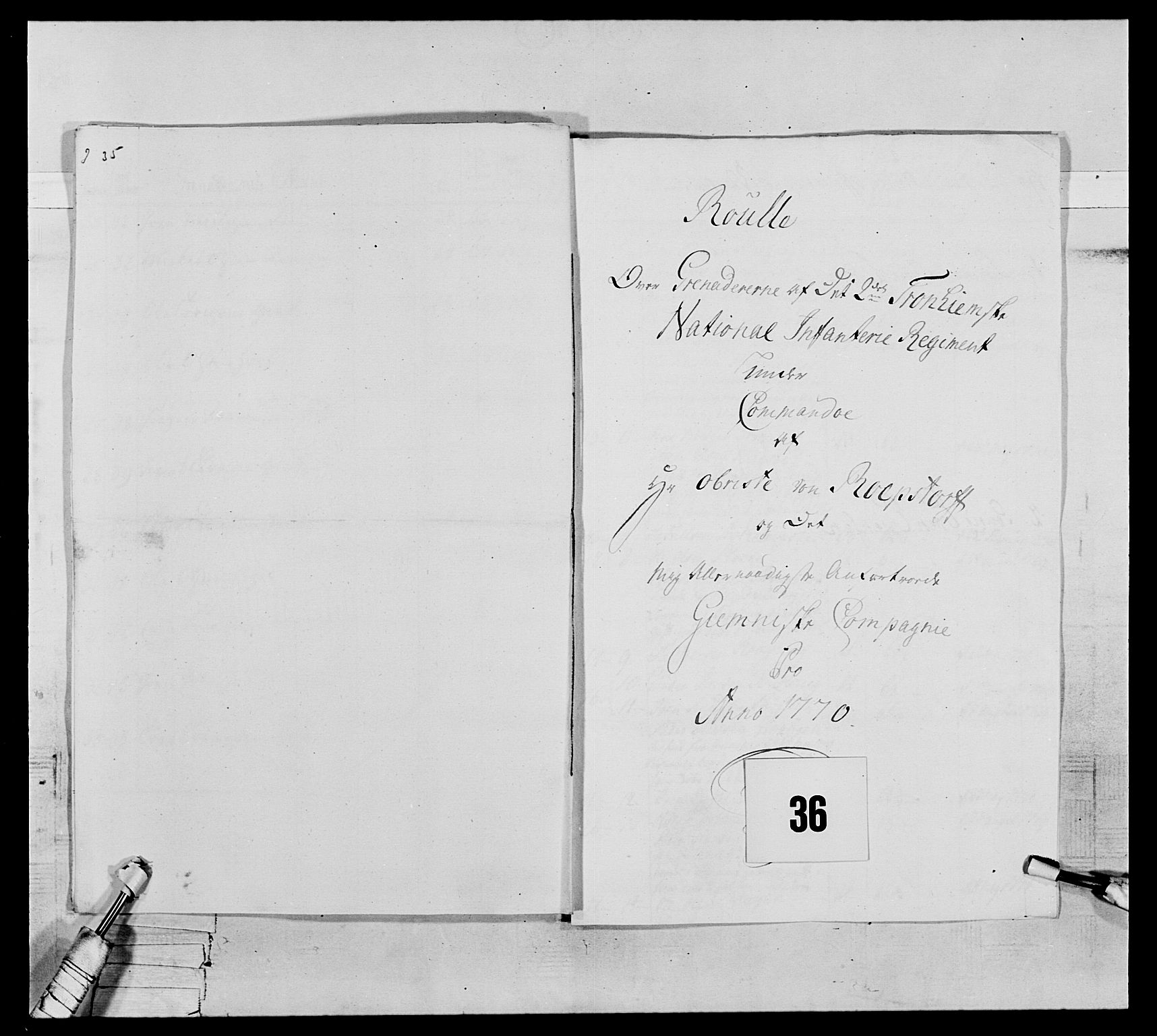 Generalitets- og kommissariatskollegiet, Det kongelige norske kommissariatskollegium, AV/RA-EA-5420/E/Eh/L0076: 2. Trondheimske nasjonale infanteriregiment, 1766-1773, p. 109