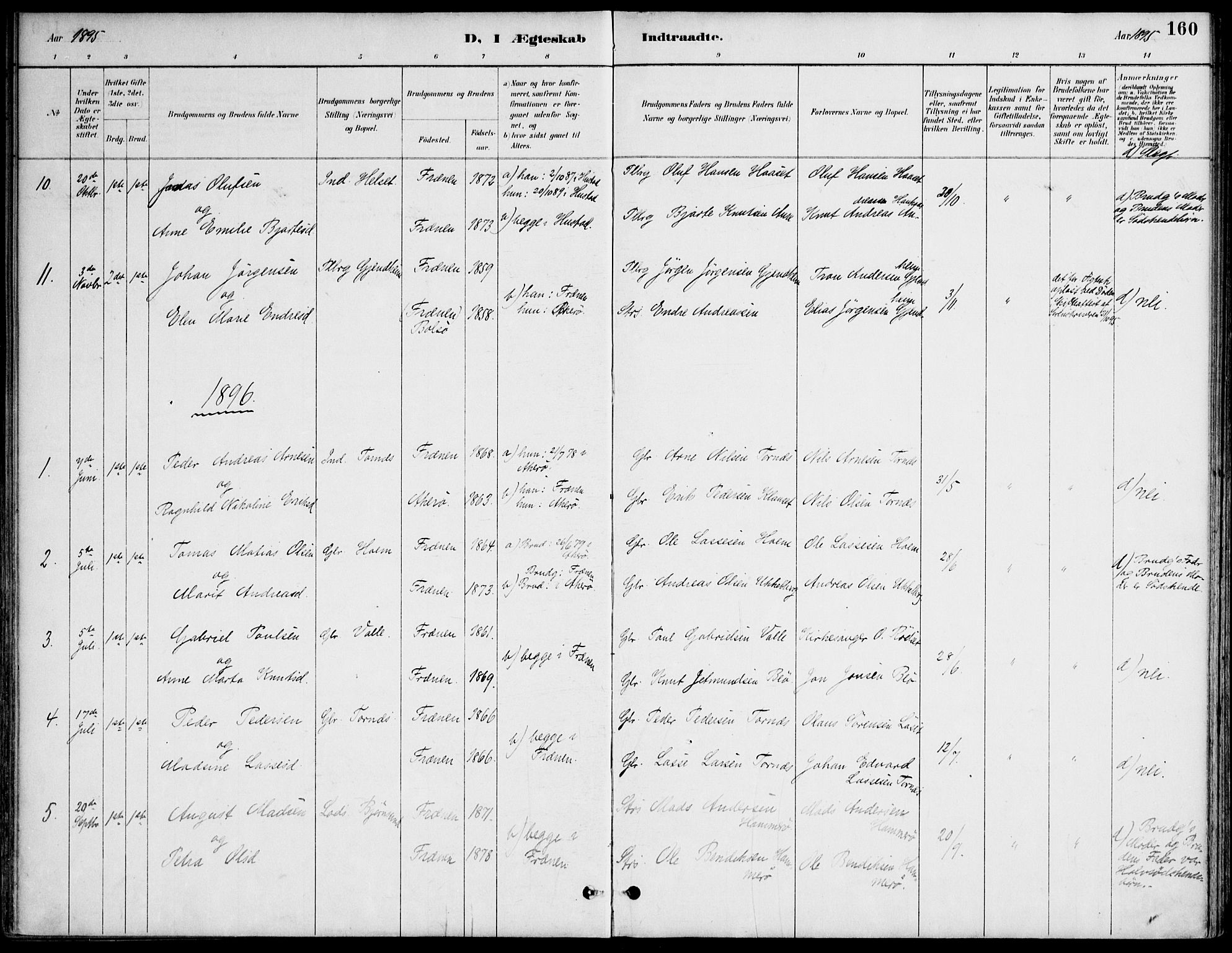 Ministerialprotokoller, klokkerbøker og fødselsregistre - Møre og Romsdal, AV/SAT-A-1454/565/L0750: Parish register (official) no. 565A04, 1887-1905, p. 160