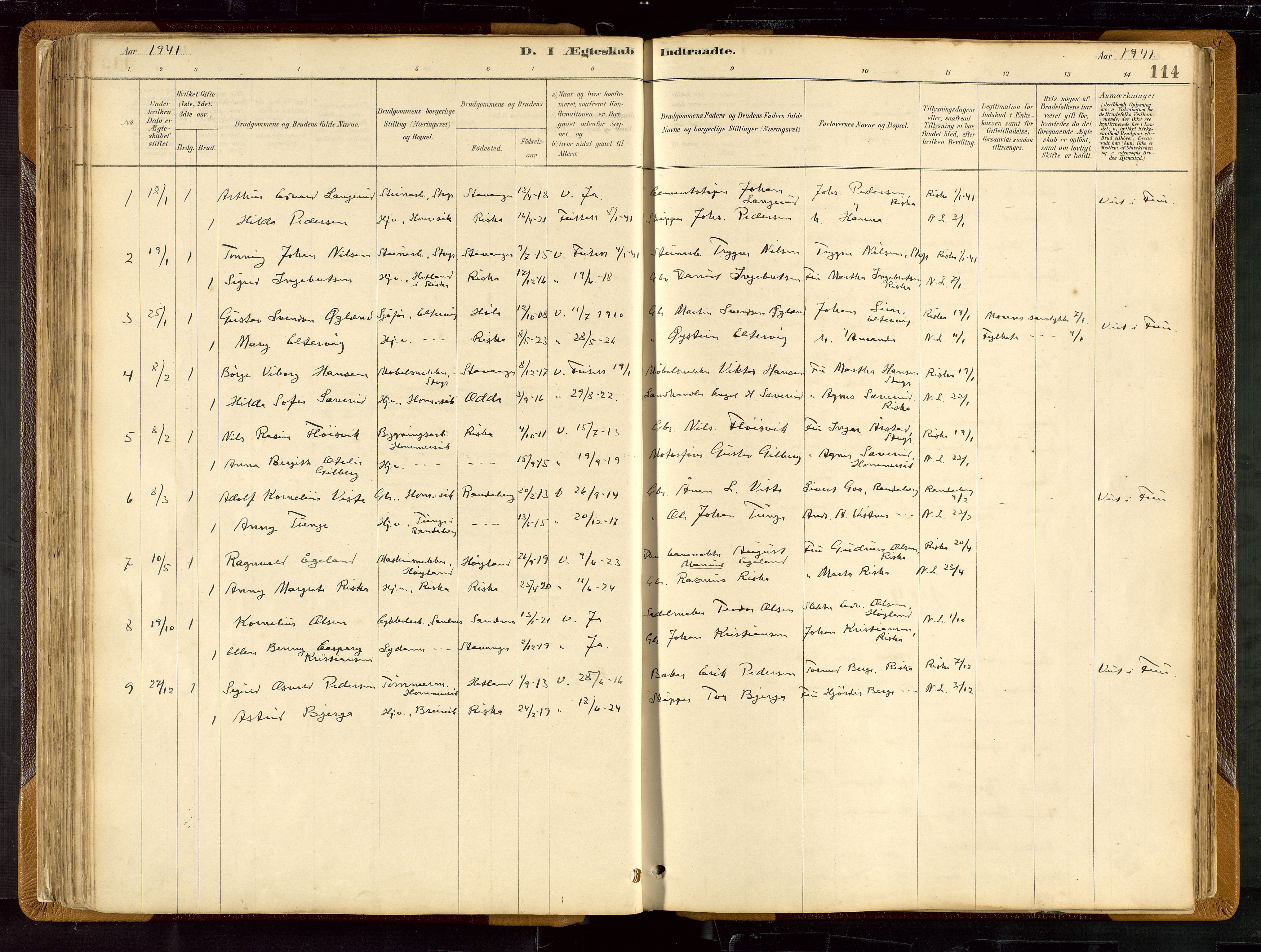 Hetland sokneprestkontor, SAST/A-101826/30/30BB/L0007: Parish register (copy) no. B 7, 1878-1910, p. 114