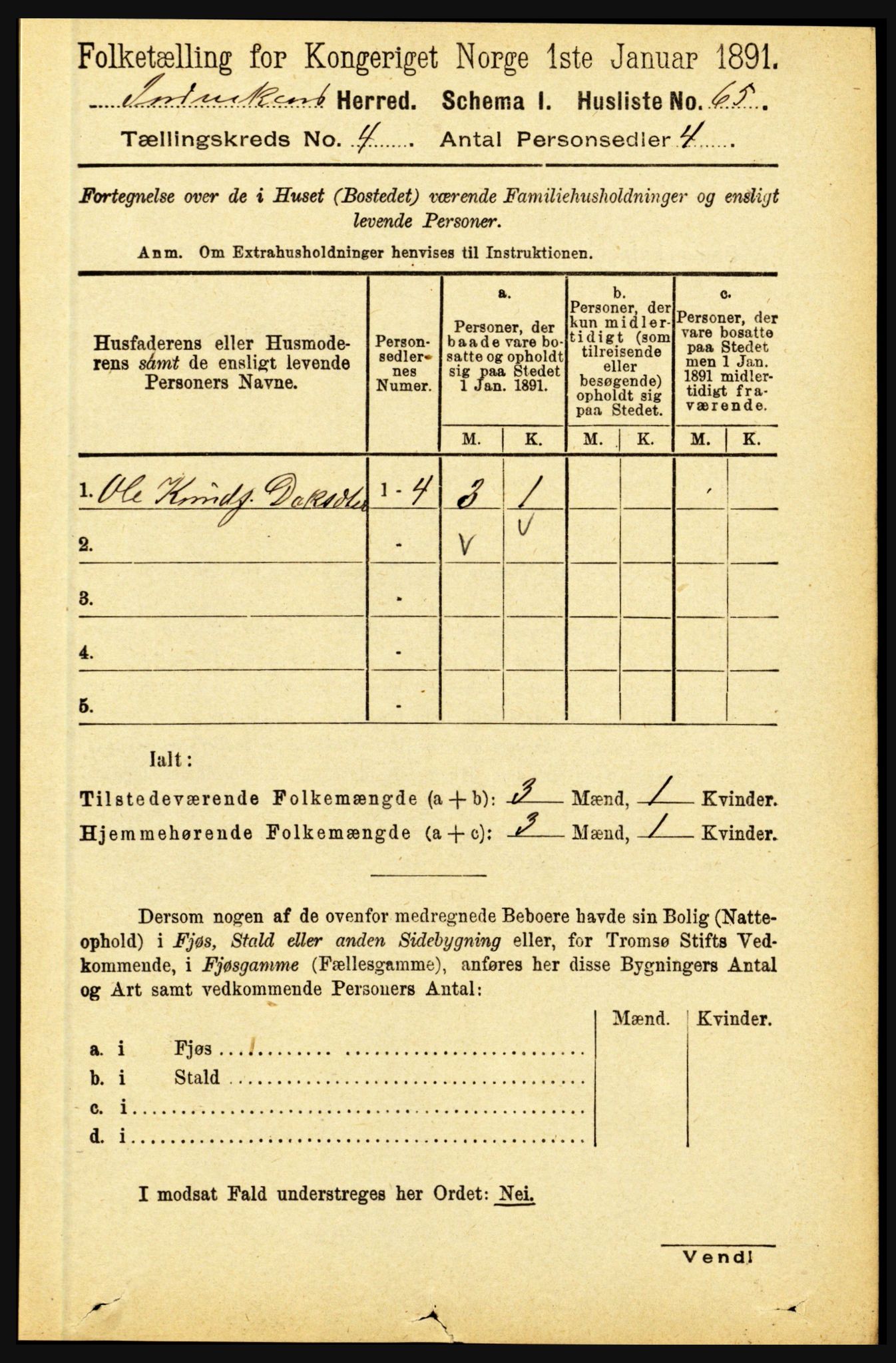 RA, 1891 census for 1447 Innvik, 1891, p. 1448