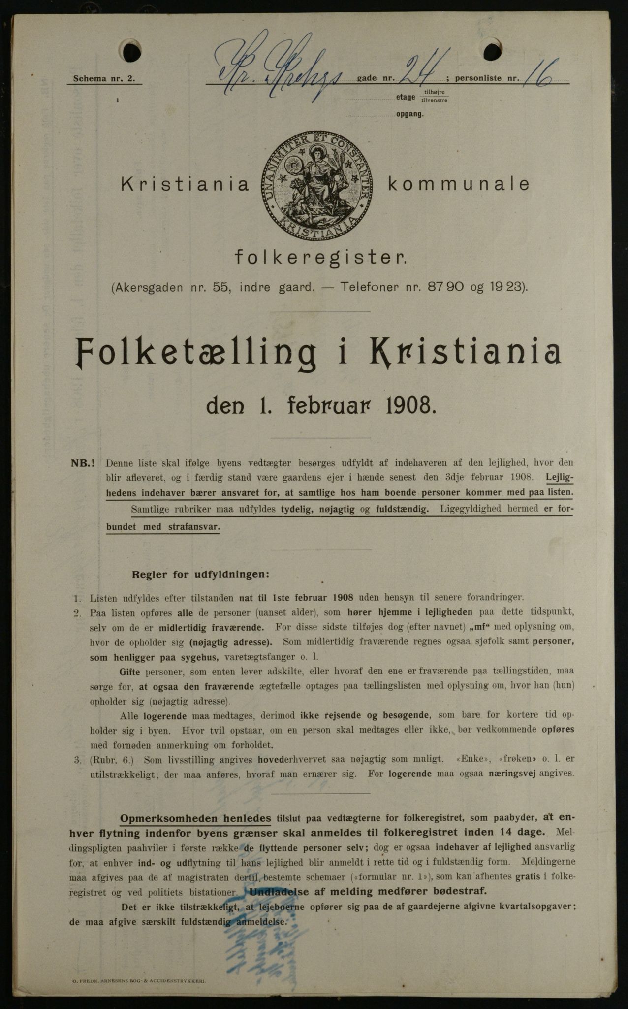 OBA, Municipal Census 1908 for Kristiania, 1908, p. 11147