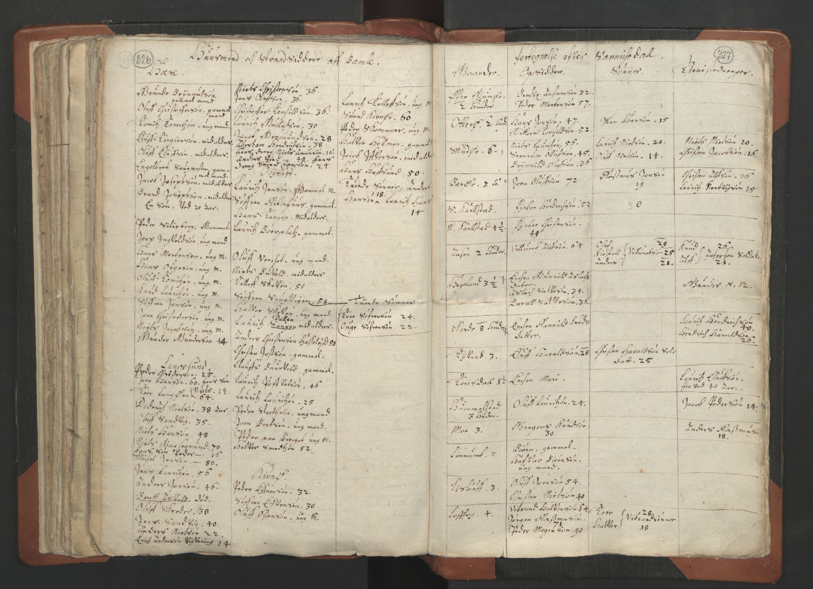 RA, Vicar's Census 1664-1666, no. 12: Øvre Telemark deanery, Nedre Telemark deanery and Bamble deanery, 1664-1666, p. 326-327