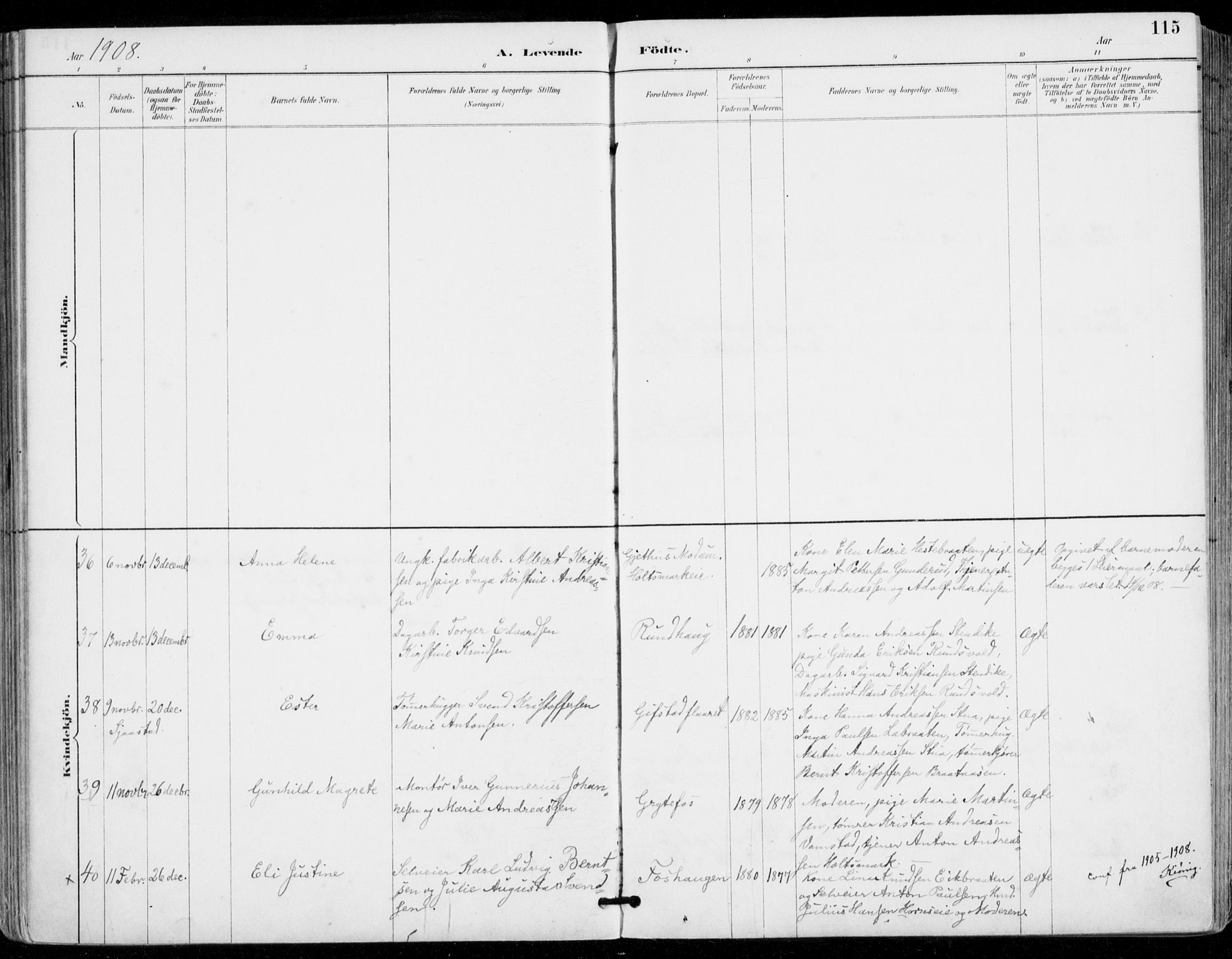 Sylling kirkebøker, AV/SAKO-A-247/F/Fa/L0001: Parish register (official) no. 1, 1883-1910, p. 115