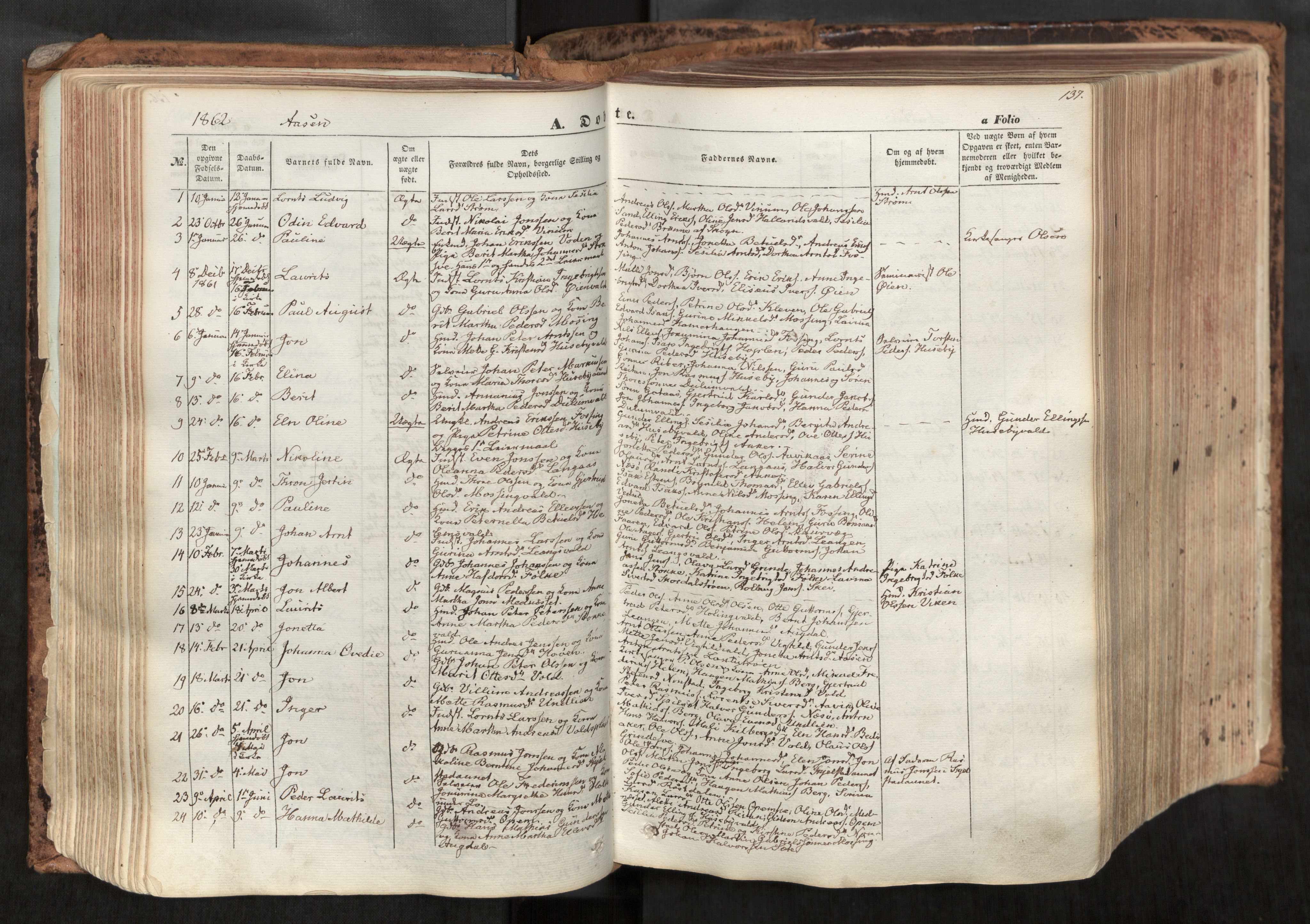 Ministerialprotokoller, klokkerbøker og fødselsregistre - Nord-Trøndelag, SAT/A-1458/713/L0116: Parish register (official) no. 713A07, 1850-1877, p. 137