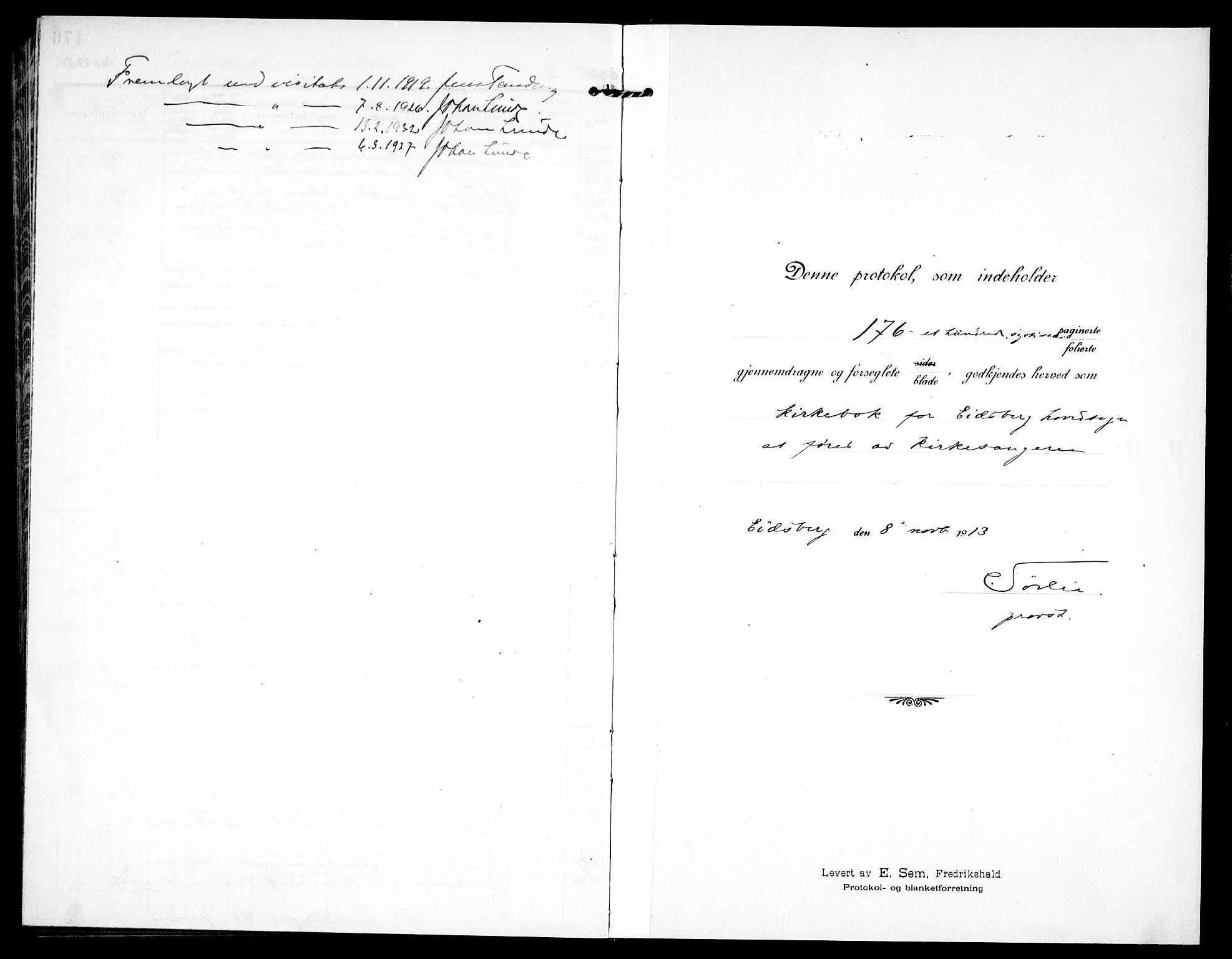 Eidsberg prestekontor Kirkebøker, SAO/A-10905/G/Ga/L0003: Parish register (copy) no. I 3, 1913-1937