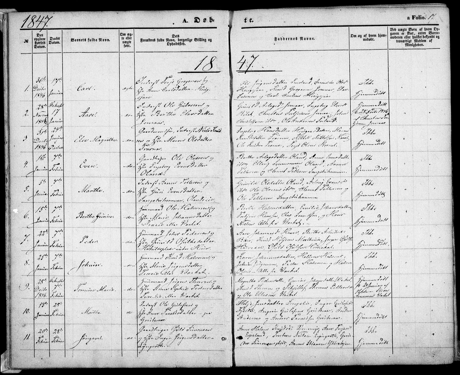 Froland sokneprestkontor, AV/SAK-1111-0013/F/Fa/L0002: Parish register (official) no. A 2, 1845-1863, p. 17