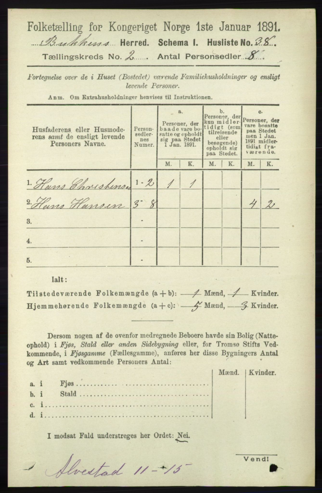 RA, 1891 census for 1145 Bokn, 1891, p. 334