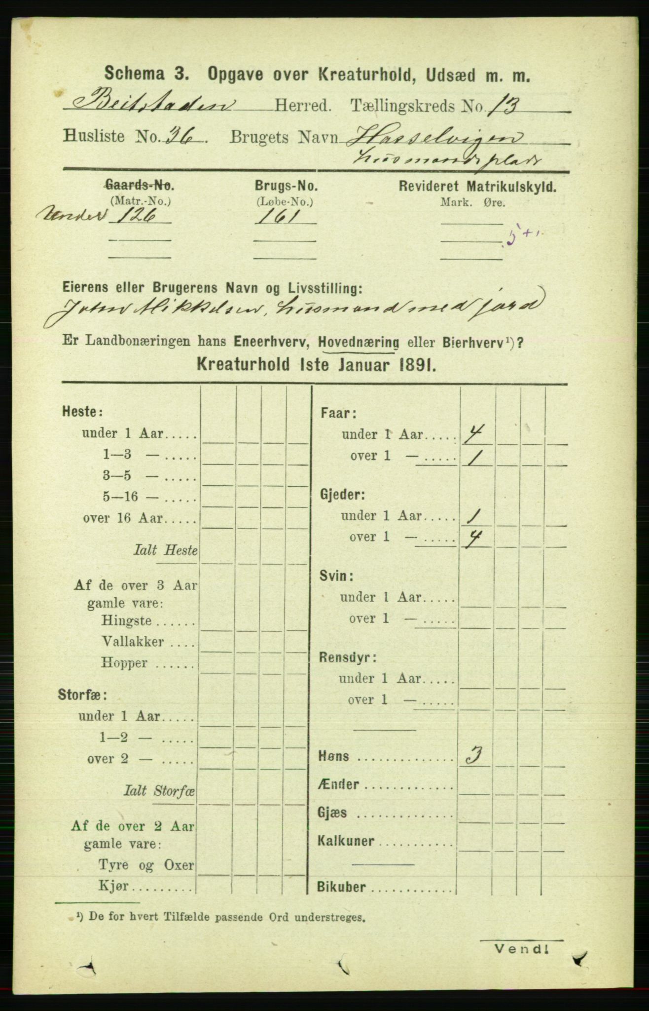 RA, 1891 census for 1727 Beitstad, 1891, p. 6537