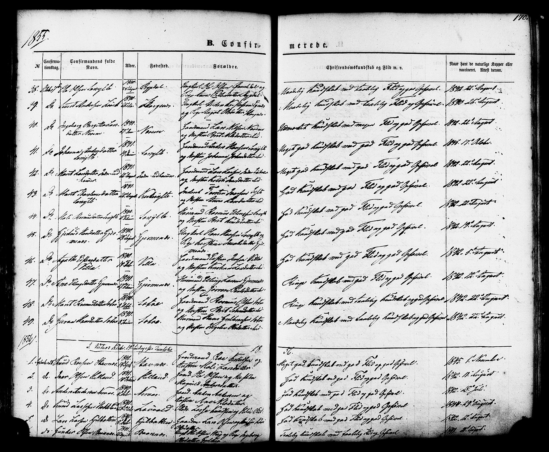 Ministerialprotokoller, klokkerbøker og fødselsregistre - Møre og Romsdal, SAT/A-1454/539/L0529: Parish register (official) no. 539A02, 1848-1872, p. 170