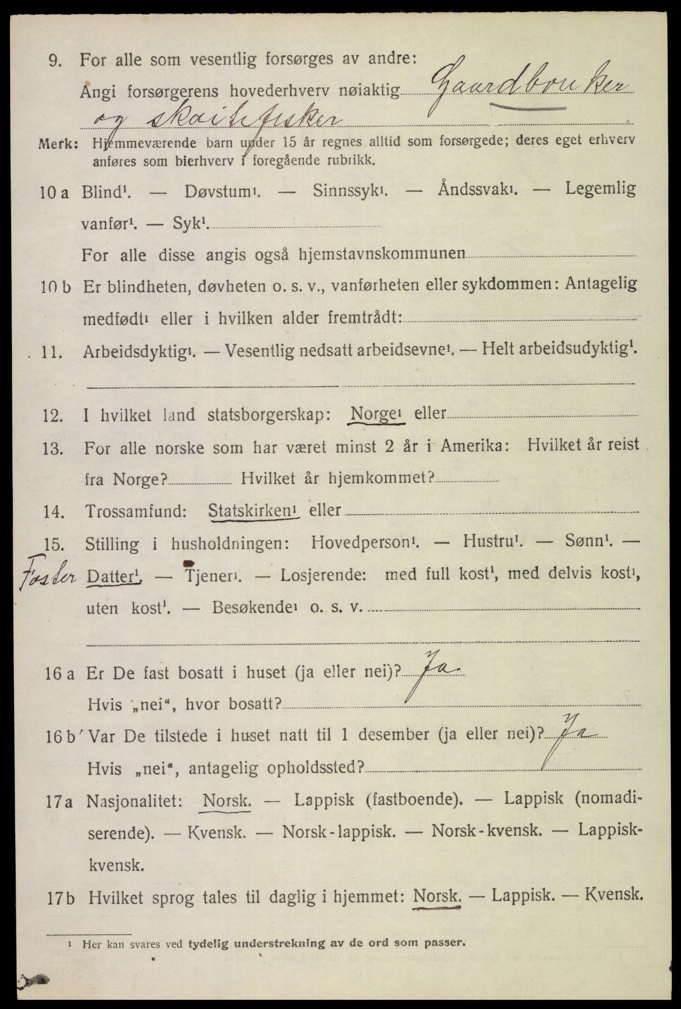 SAT, 1920 census for Vågan, 1920, p. 8854