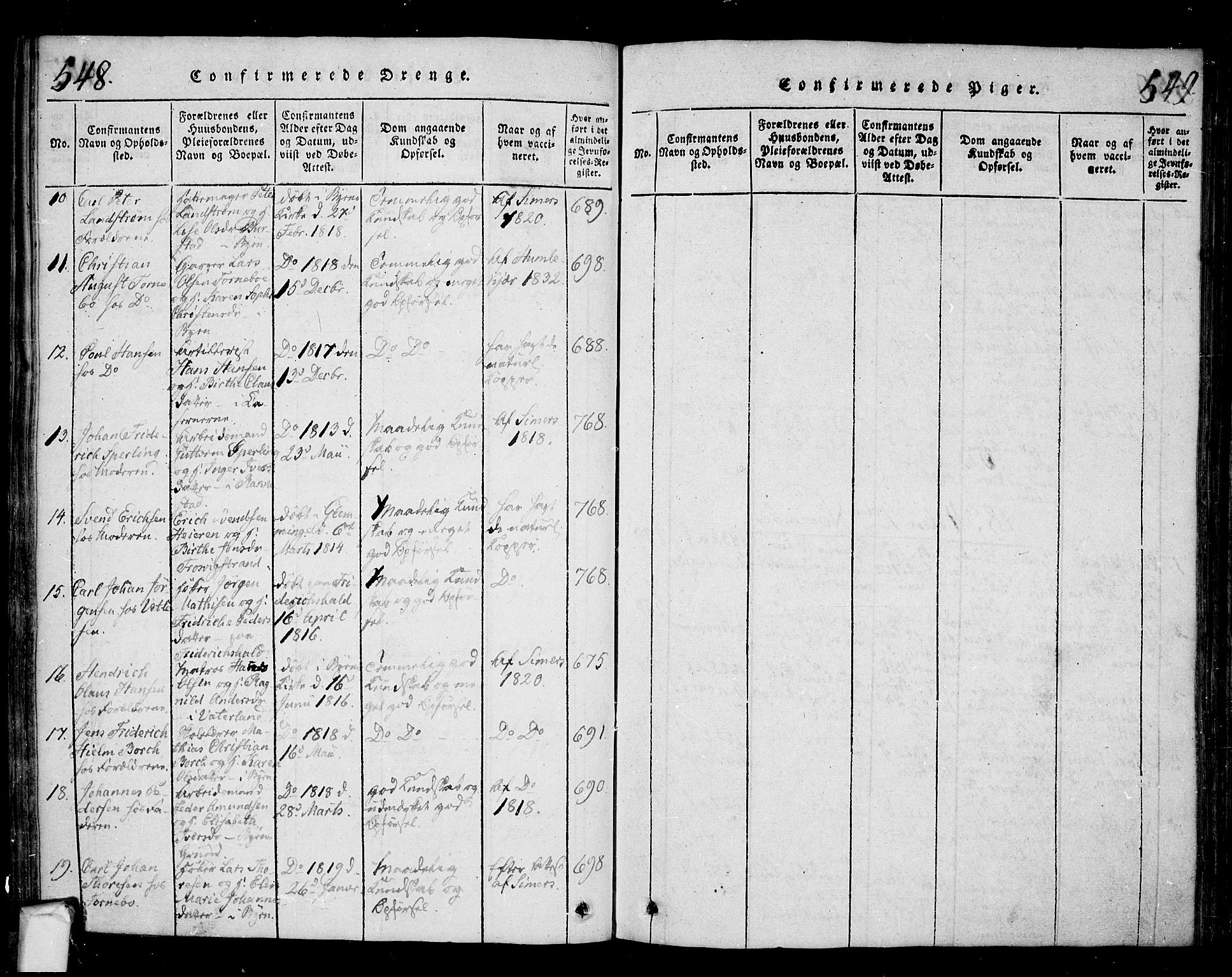 Fredrikstad prestekontor Kirkebøker, SAO/A-11082/F/Fa/L0004: Parish register (official) no. 4, 1816-1834, p. 548-549