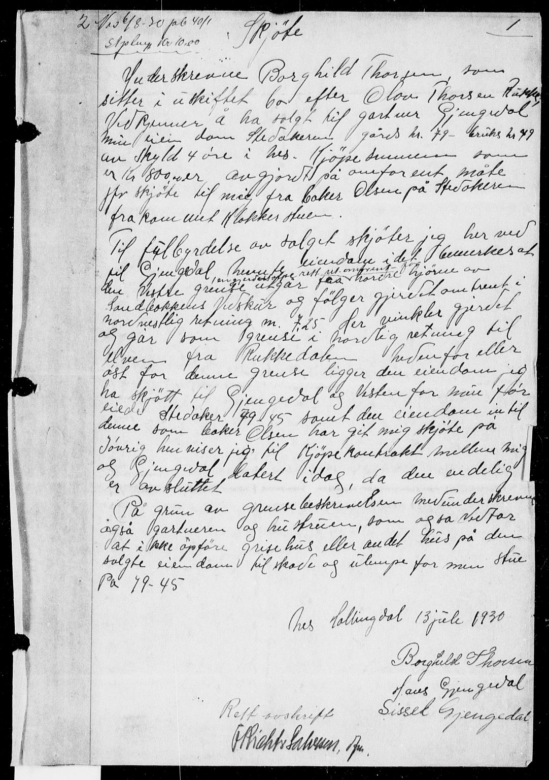 Hallingdal sorenskriveri, AV/SAKO-A-121/G/Ga/L0040: Mortgage book no. 40, 1930-1931, p. 1