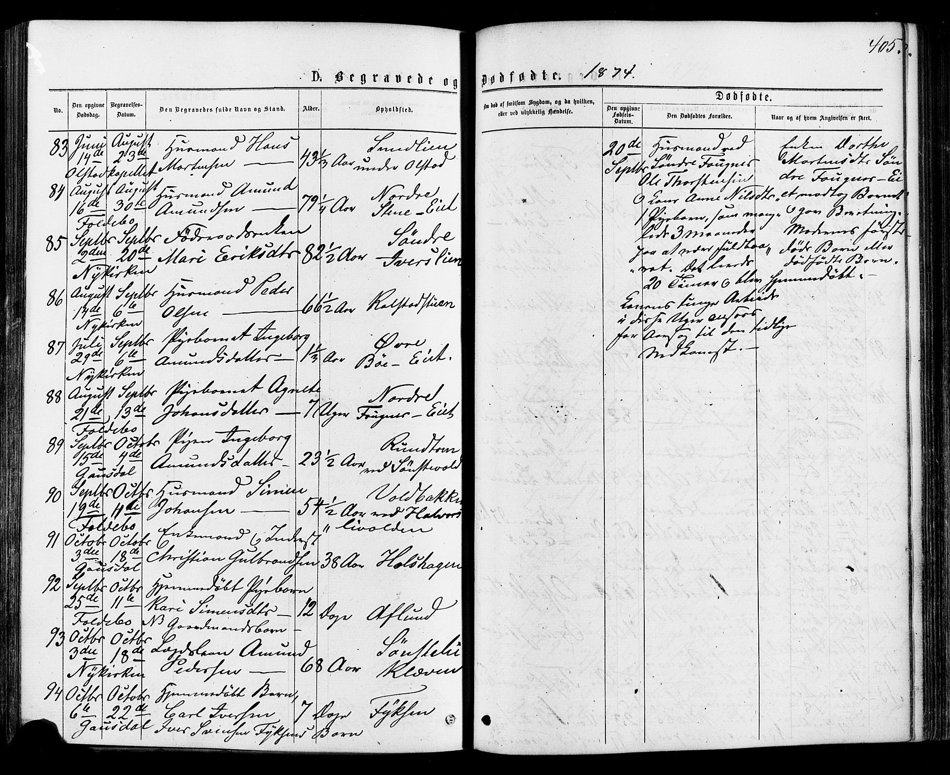 Østre Gausdal prestekontor, SAH/PREST-092/H/Ha/Haa/L0001: Parish register (official) no. 1, 1874-1886, p. 405