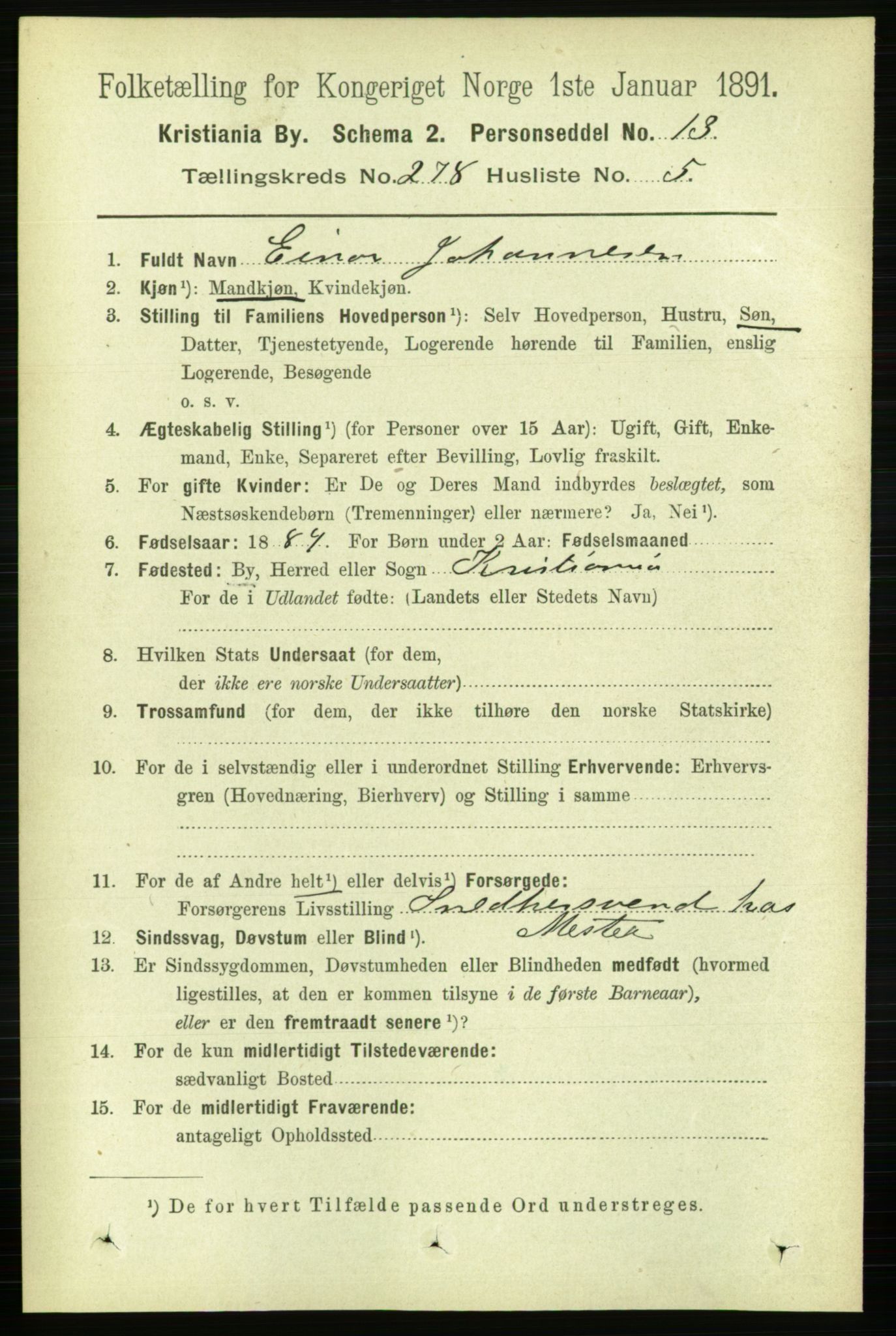 RA, 1891 census for 0301 Kristiania, 1891, p. 168898