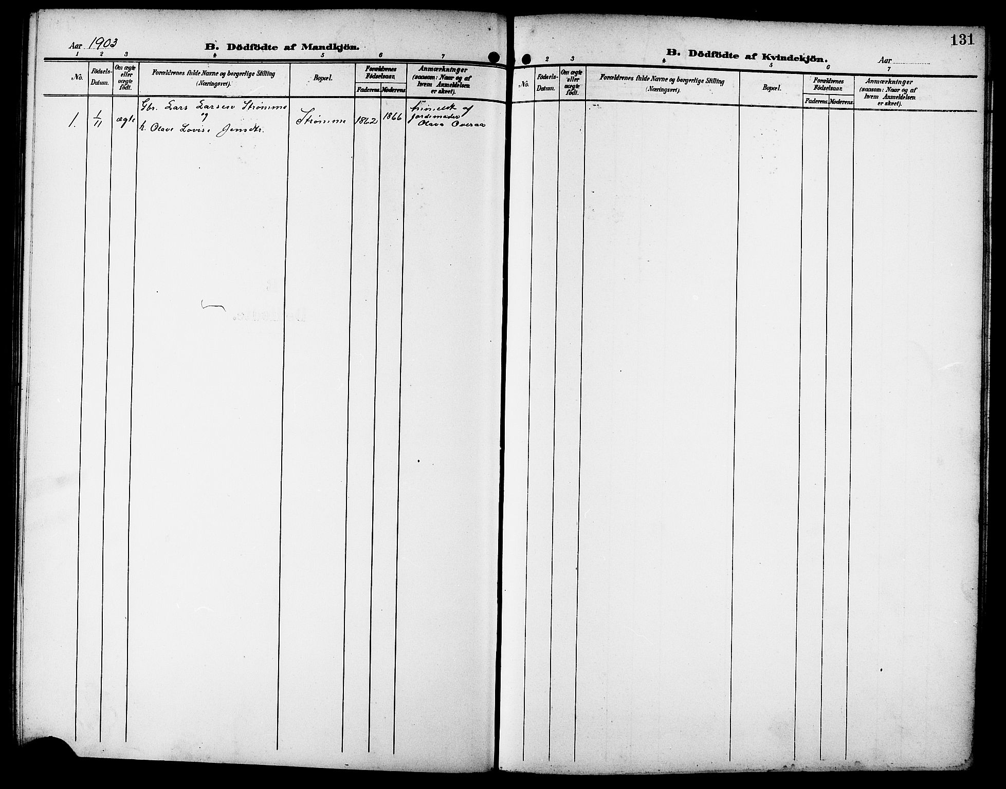 Ministerialprotokoller, klokkerbøker og fødselsregistre - Møre og Romsdal, SAT/A-1454/523/L0341: Parish register (copy) no. 523C04, 1903-1916, p. 131