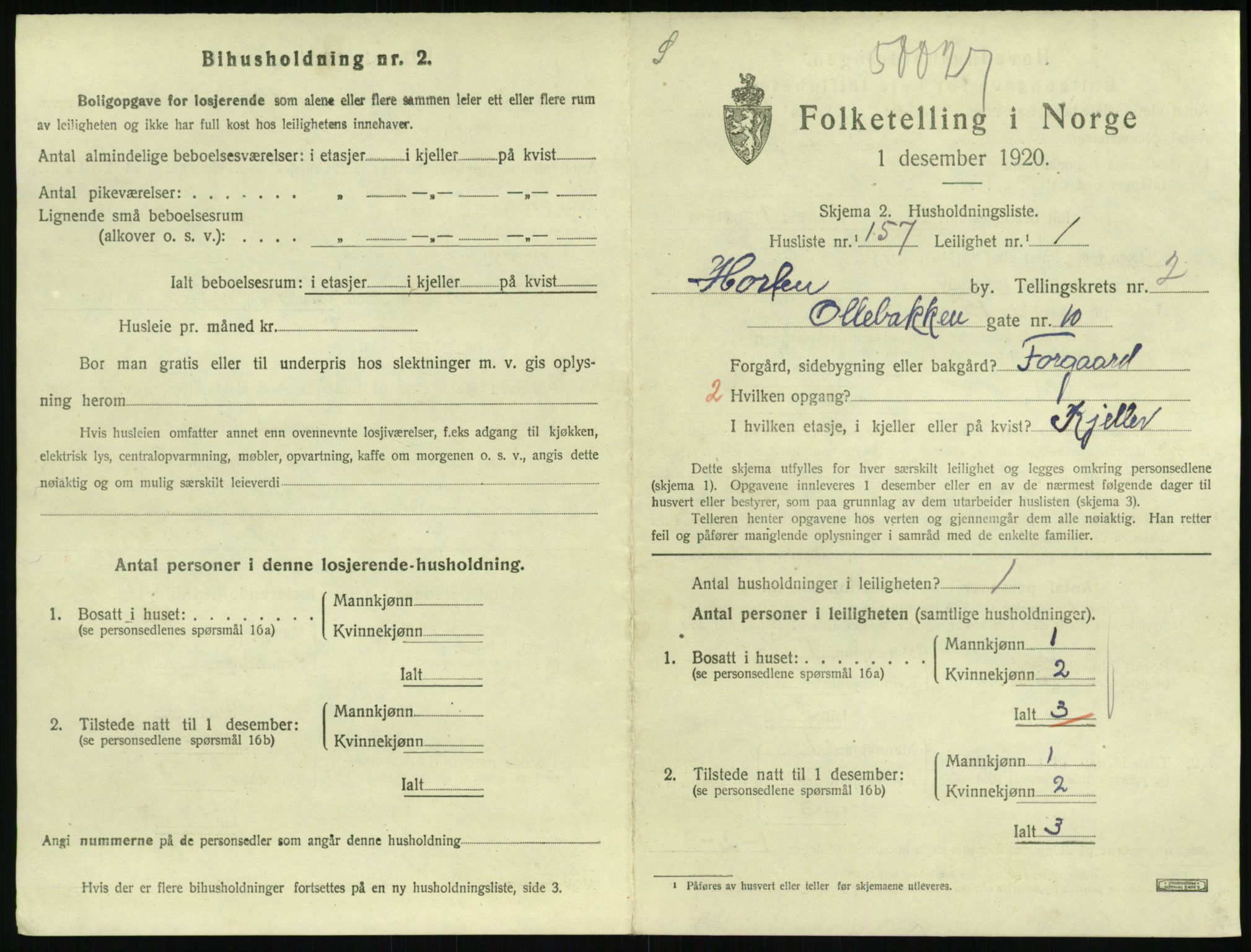 SAKO, 1920 census for Horten, 1920, p. 3925