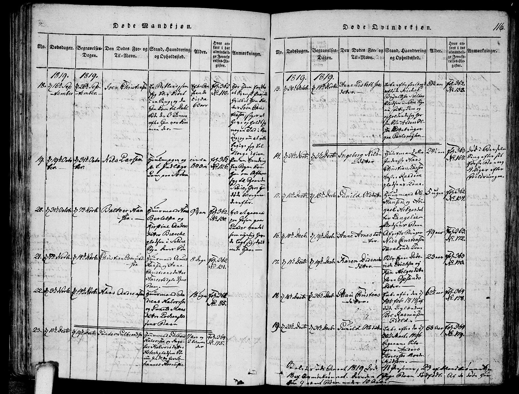 Kråkstad prestekontor Kirkebøker, AV/SAO-A-10125a/F/Fa/L0003: Parish register (official) no. I 3, 1813-1824, p. 116