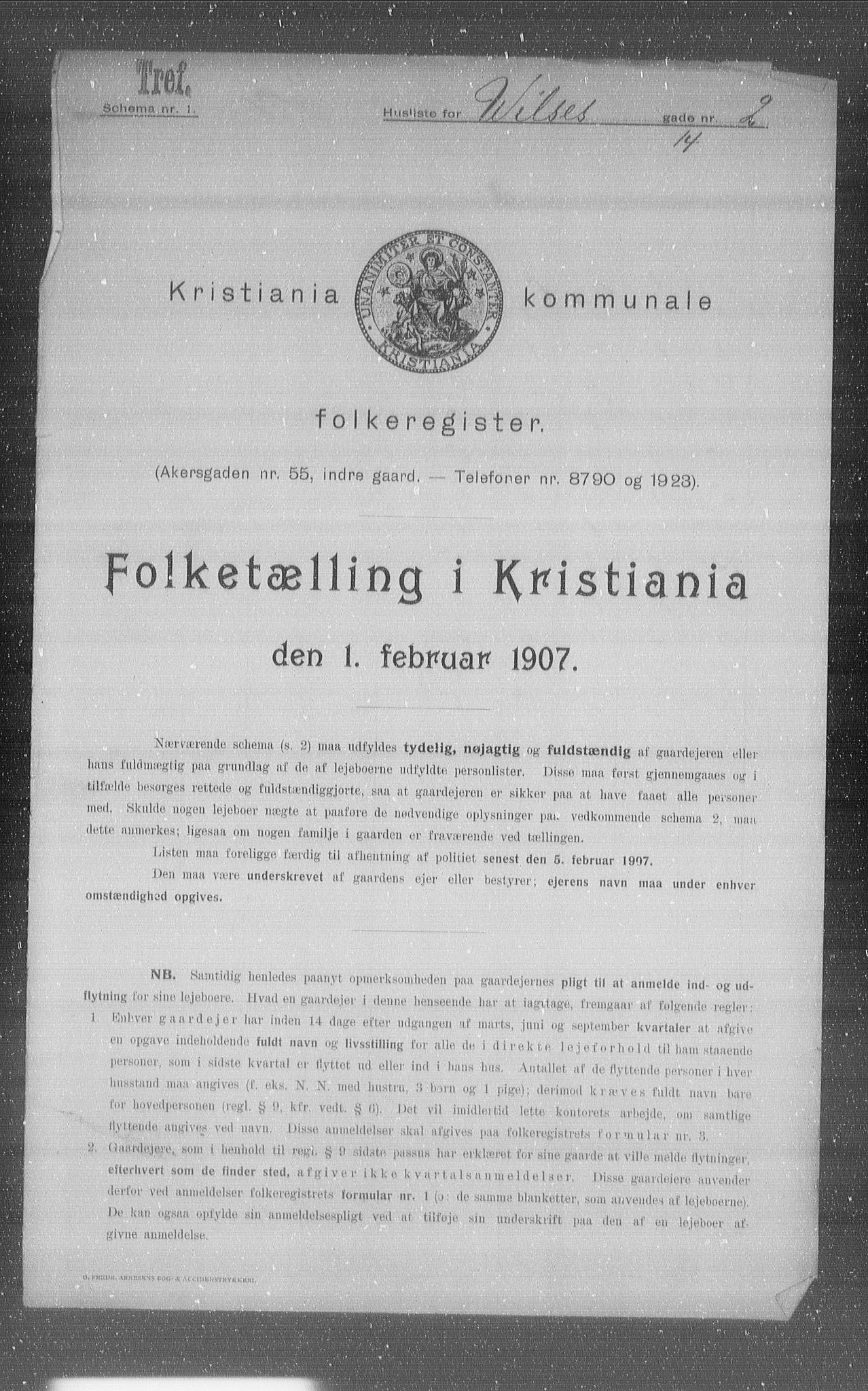 OBA, Municipal Census 1907 for Kristiania, 1907, p. 65212