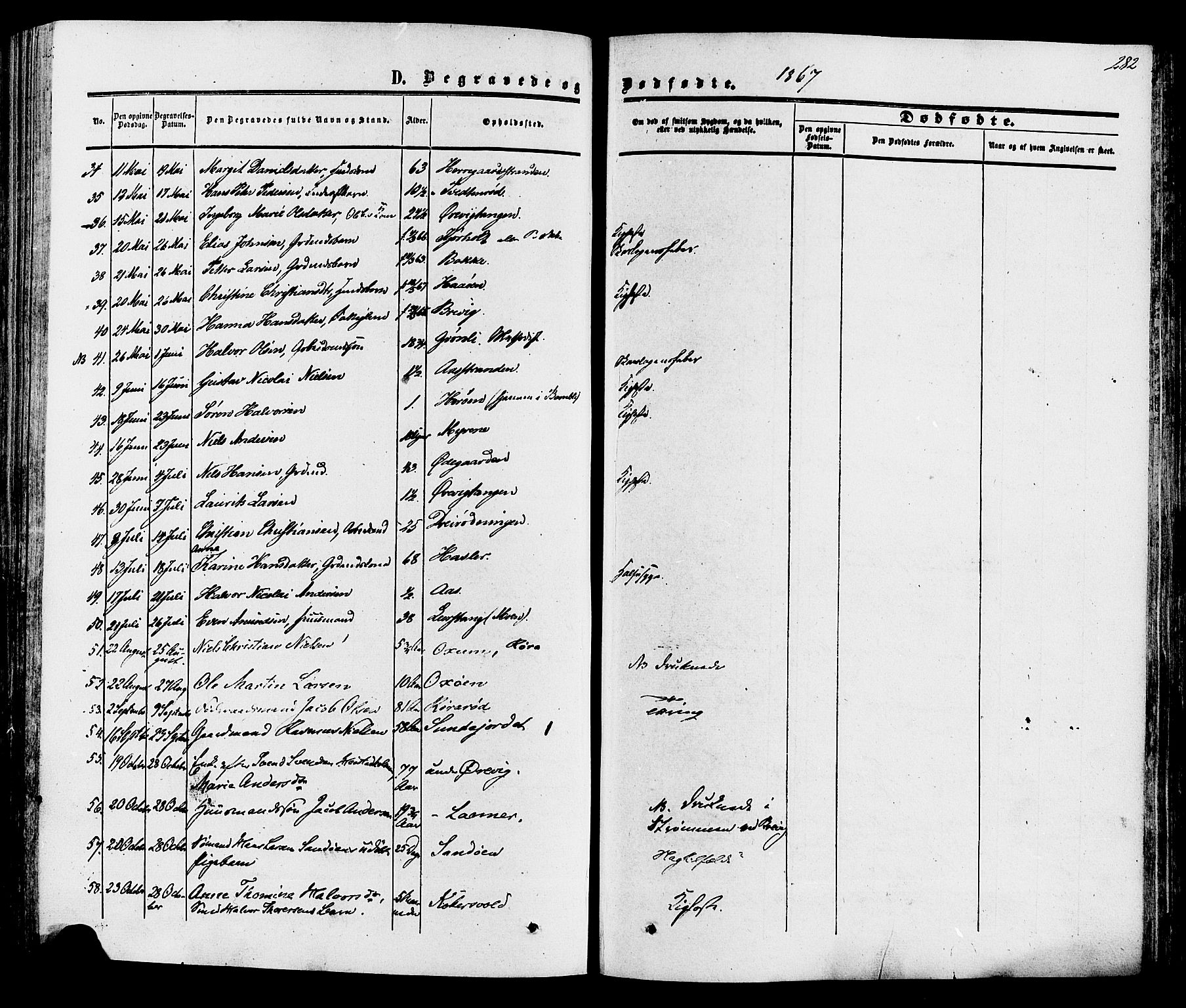 Eidanger kirkebøker, SAKO/A-261/F/Fa/L0010: Parish register (official) no. 10, 1859-1874, p. 282