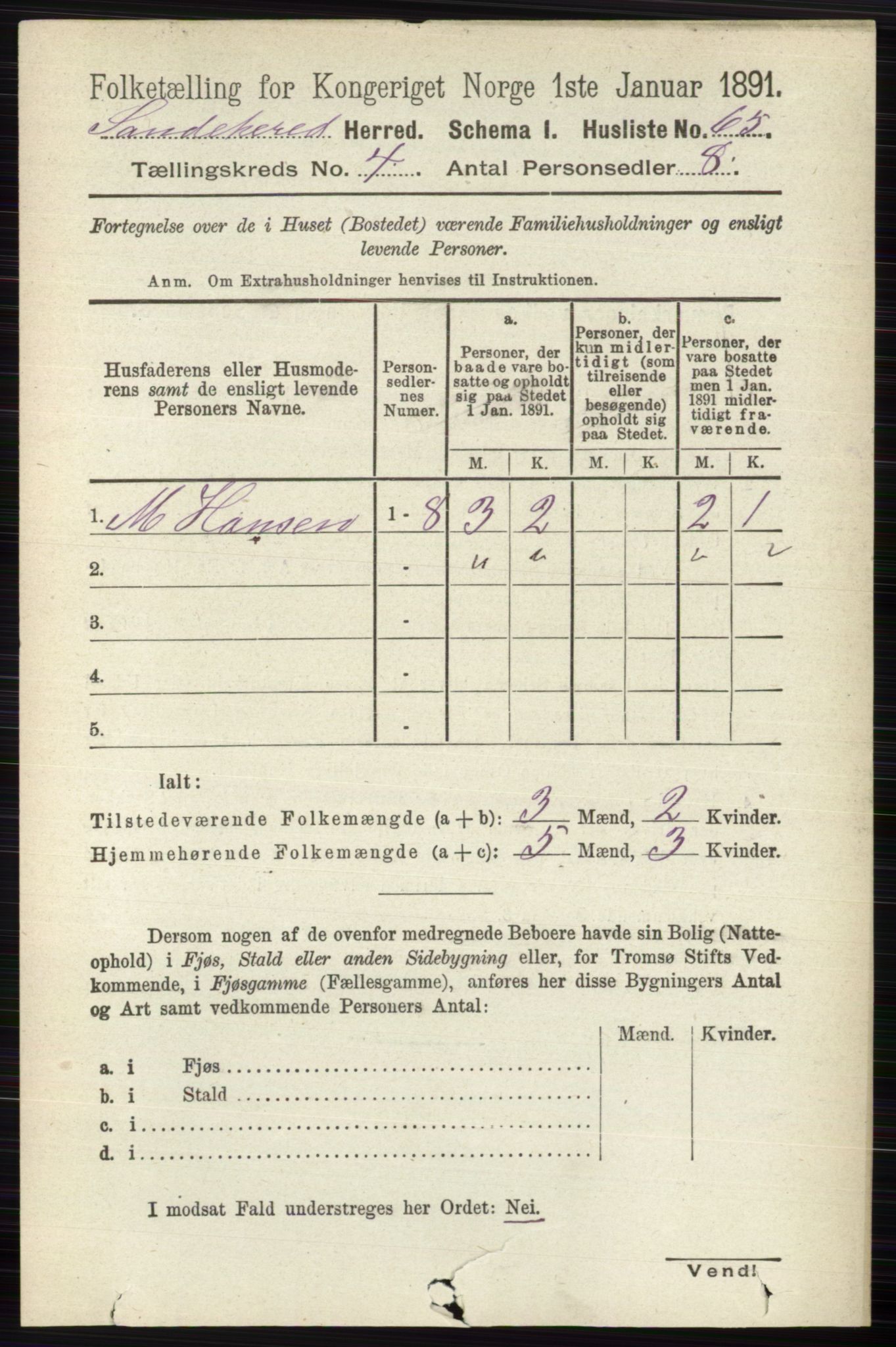 RA, 1891 census for 0724 Sandeherred, 1891, p. 2345