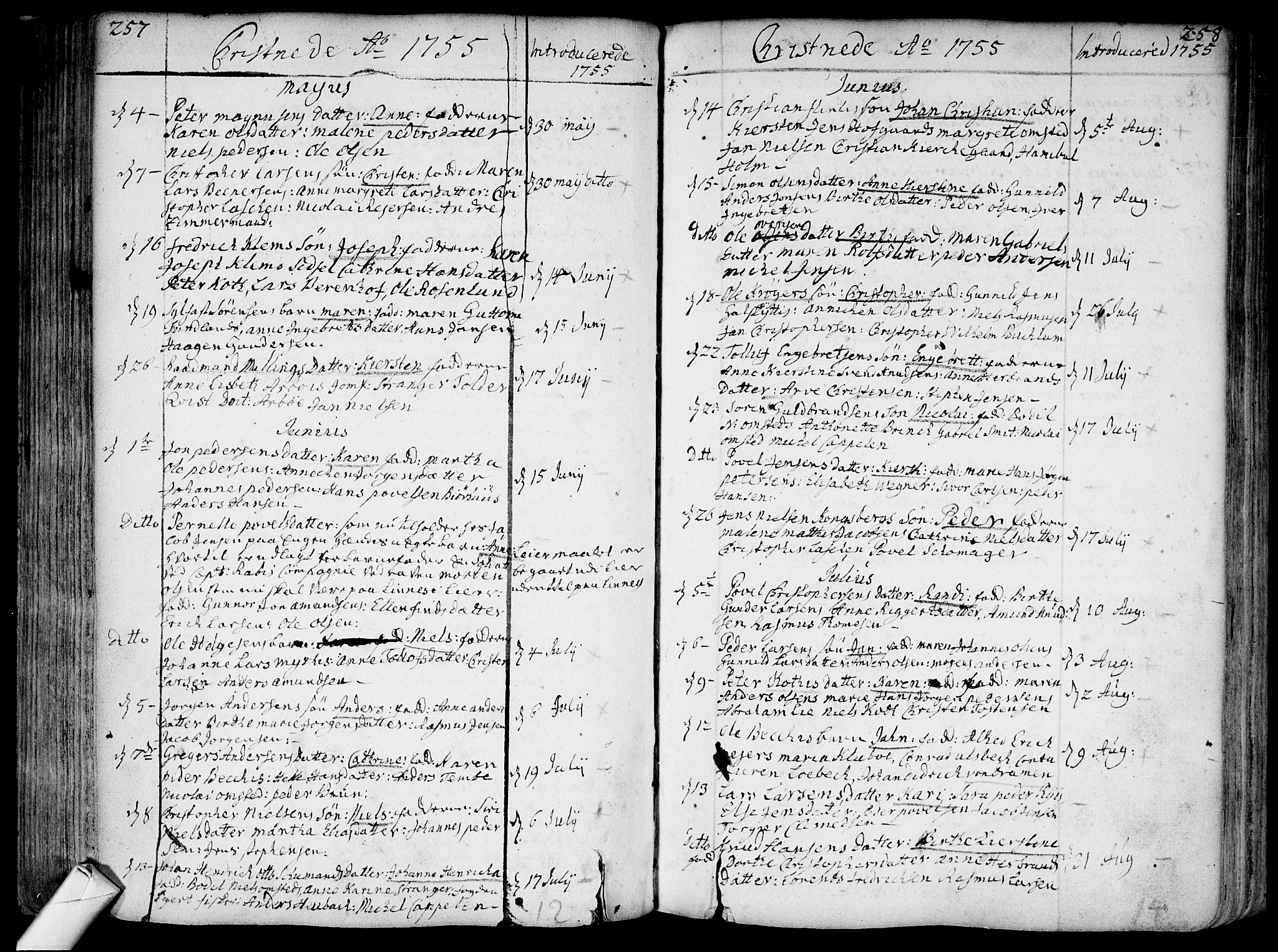 Bragernes kirkebøker, AV/SAKO-A-6/F/Fa/L0004: Parish register (official) no. I 4, 1734-1759, p. 257-258