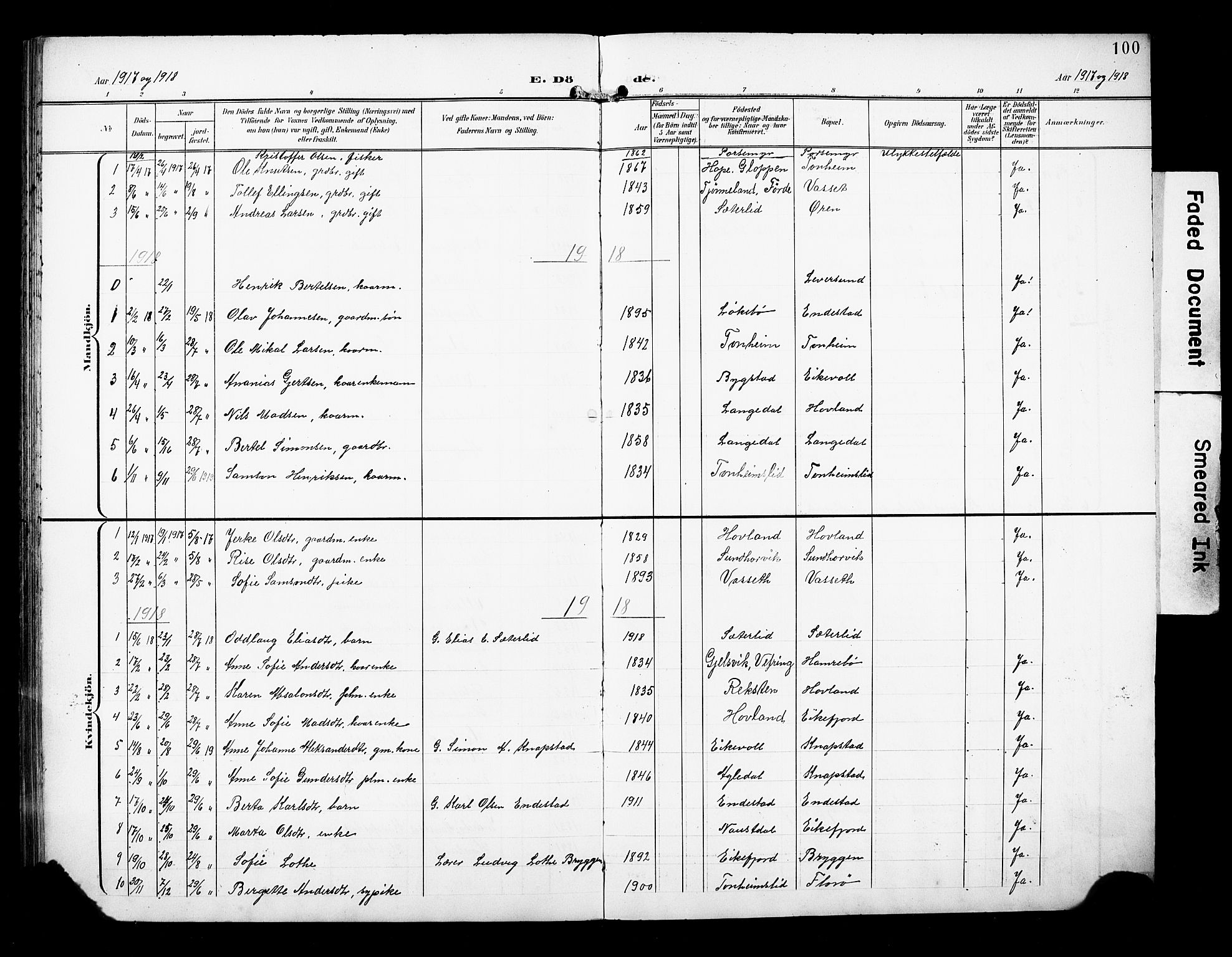 Kinn sokneprestembete, AV/SAB-A-80801/H/Hab/Habe/L0002: Parish register (copy) no. E 2, 1900-1926, p. 100